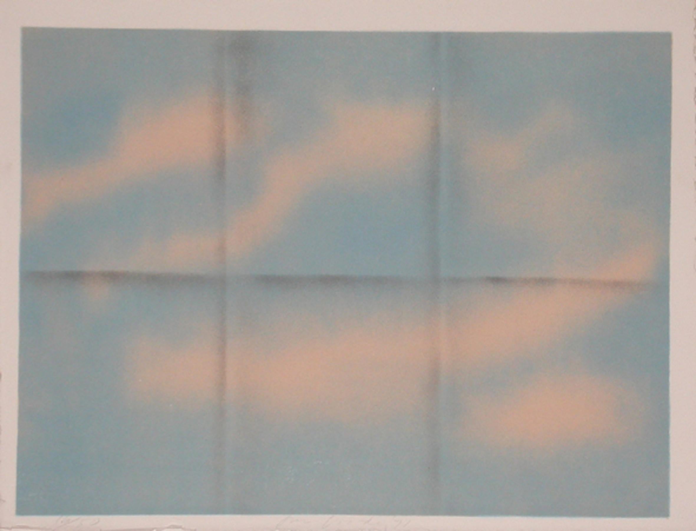 Joe Goode Landscape Print - Grey Folded Clouds - I Blue and Pink