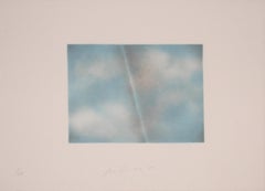 Vintage Grey Folded Clouds - II Blue and white