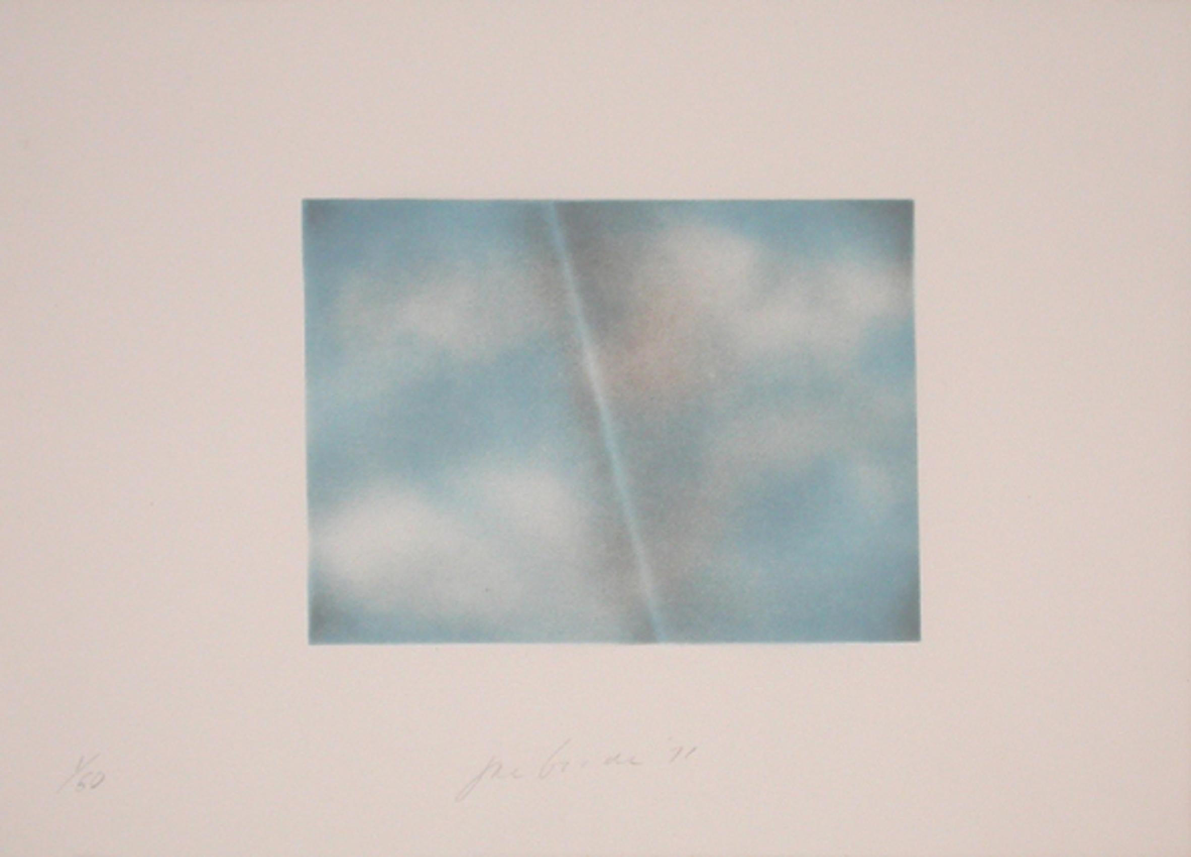 Joe Goode Abstract Print - Grey Folded Clouds - II Blue and white