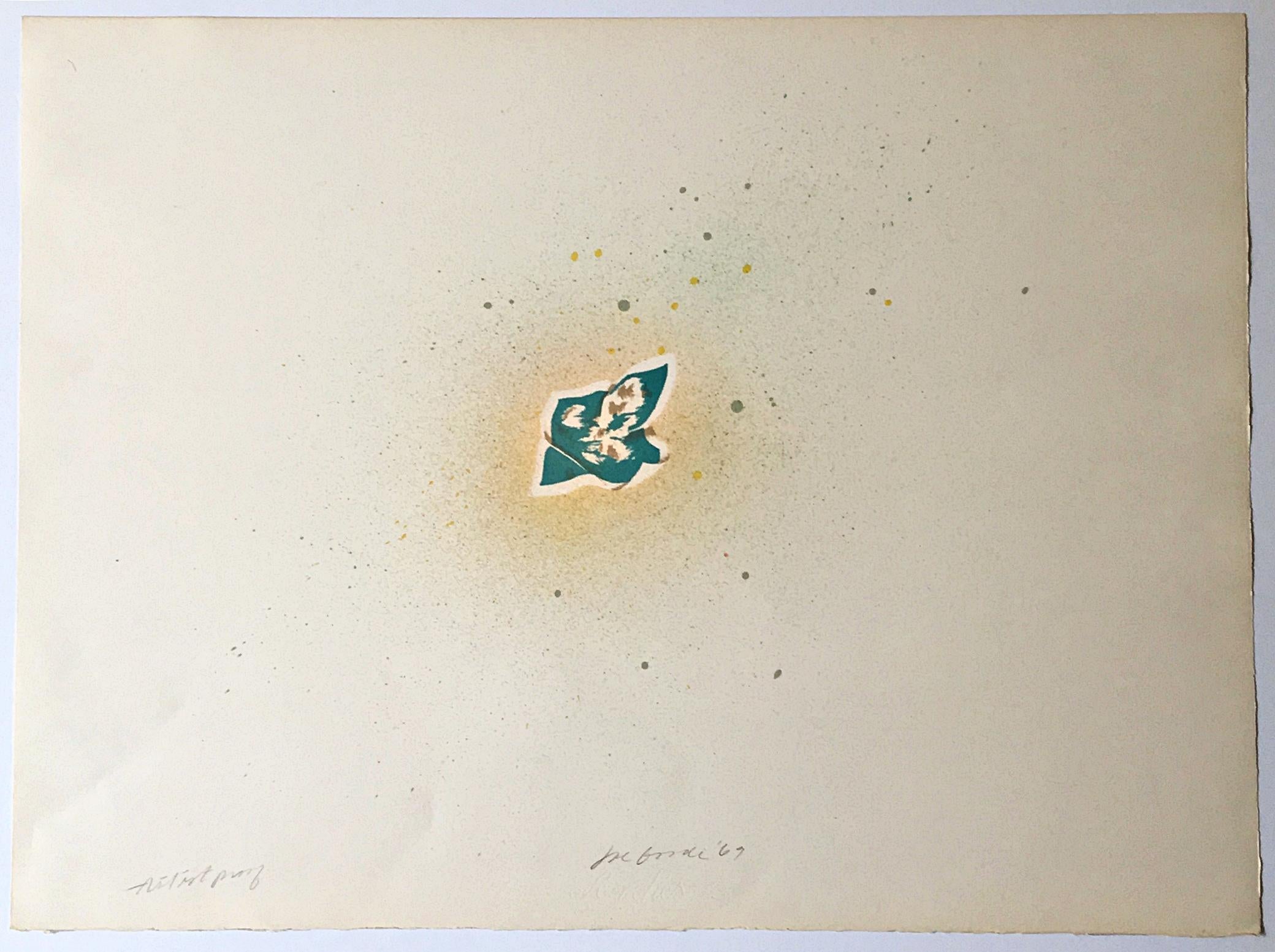 Joe Goode
Floating Cards, 1969
Lithograph on Arches paper with two deckled edges. 
Hand Signed. Dated. Annotated
Hand signed, dated and annotated Artists Proof on the lower front
22 1/4 × 29 4/5 inches
Published by Mourlot,