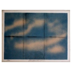 Joe Goode Grey Folded Clouds 1971 Signed Modern Lithograph Framed 33/50