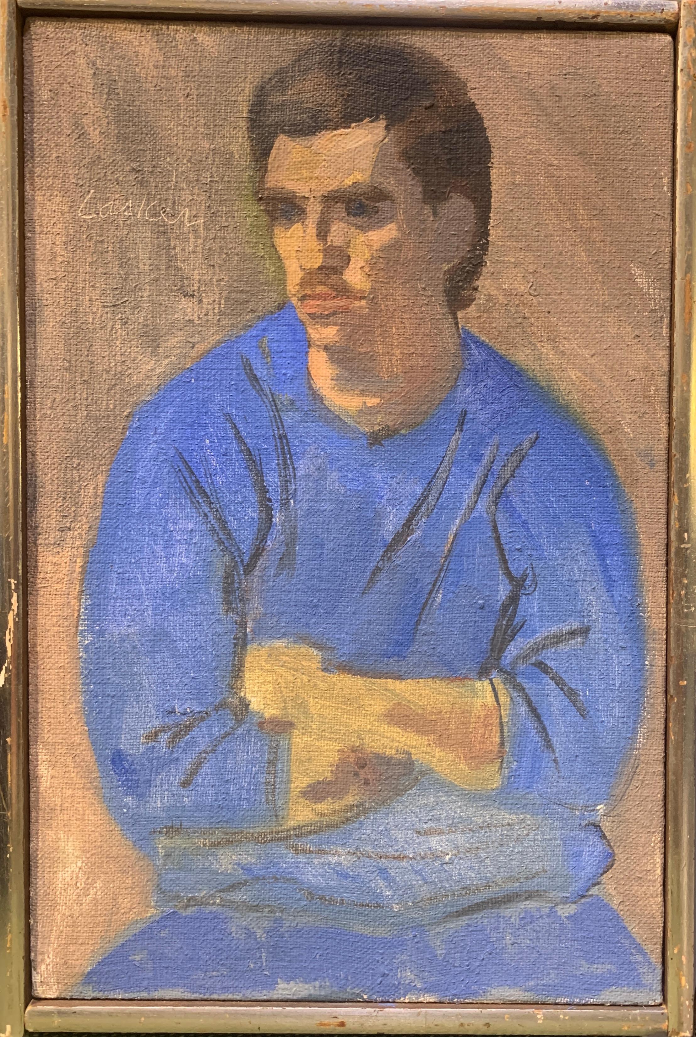 Portrait Painting di Joe Lasker - Baffi