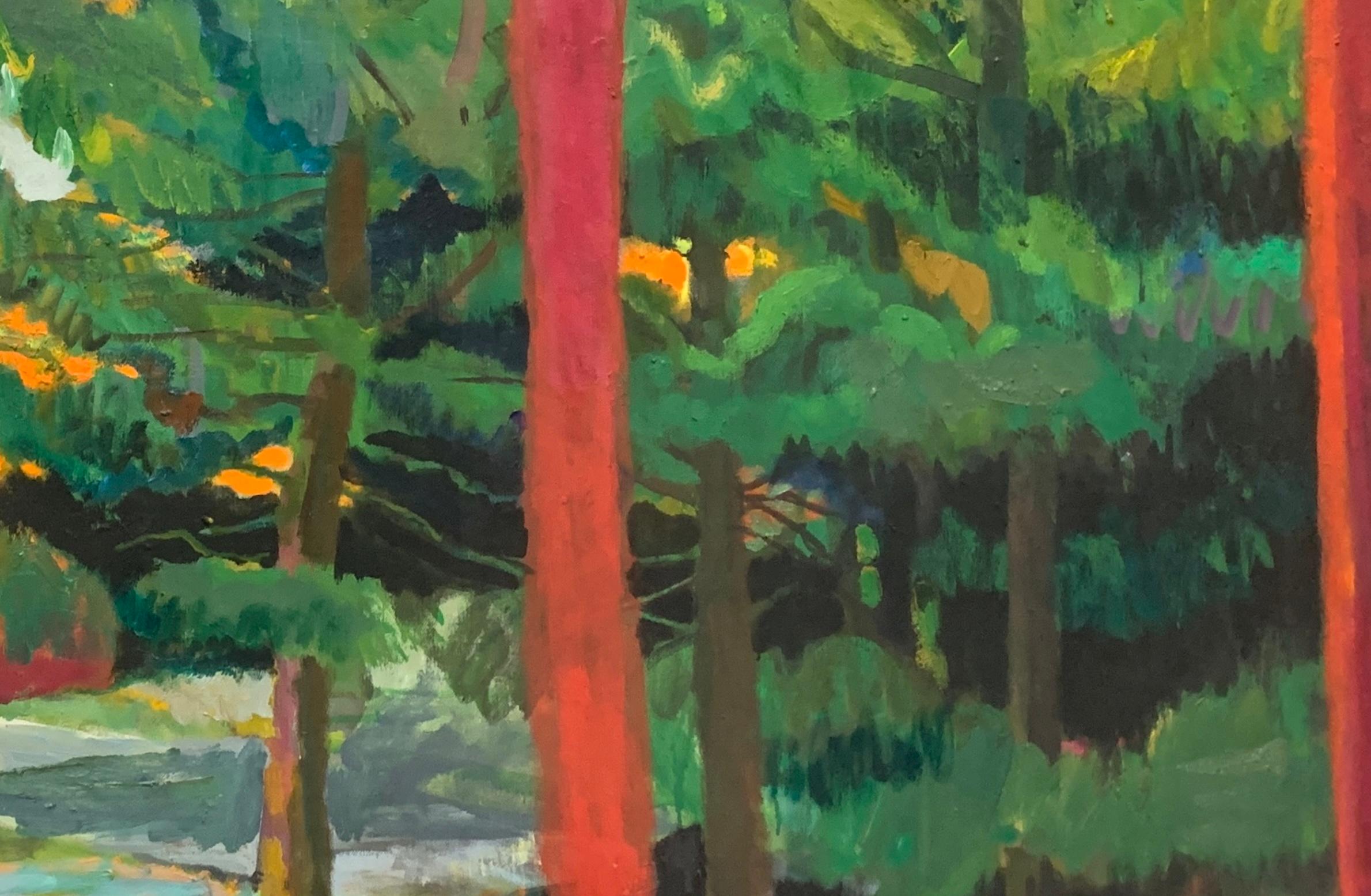 The Window - Marron Interior Painting par Joe Lasker