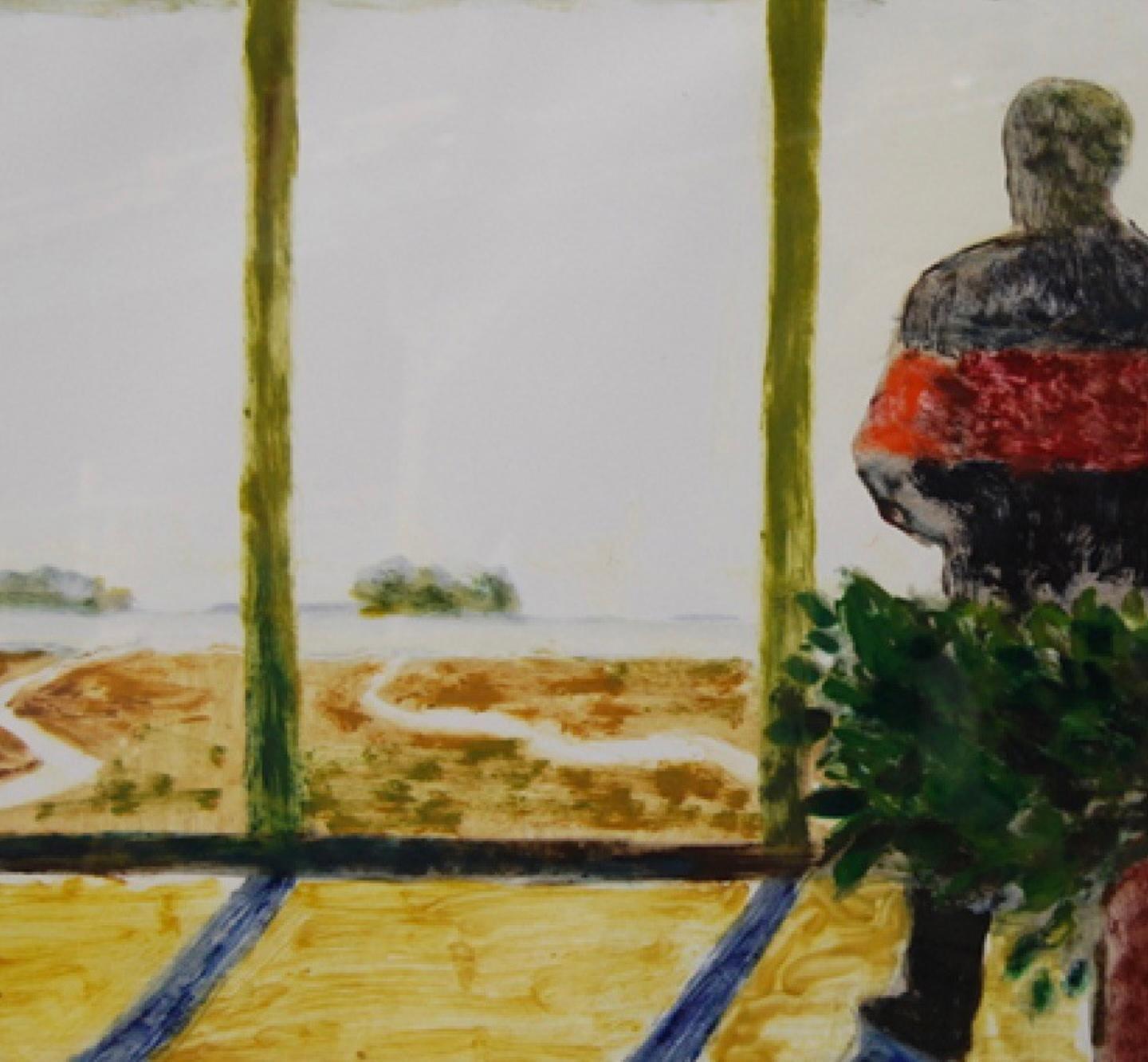 Weißer Himmel – Painting von Joe Lasker