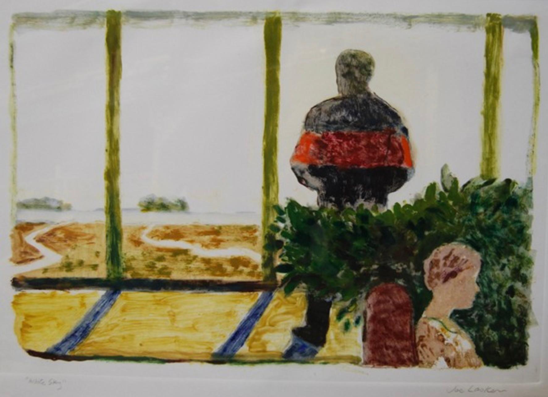 Joe Lasker Figurative Painting – Weißer Himmel