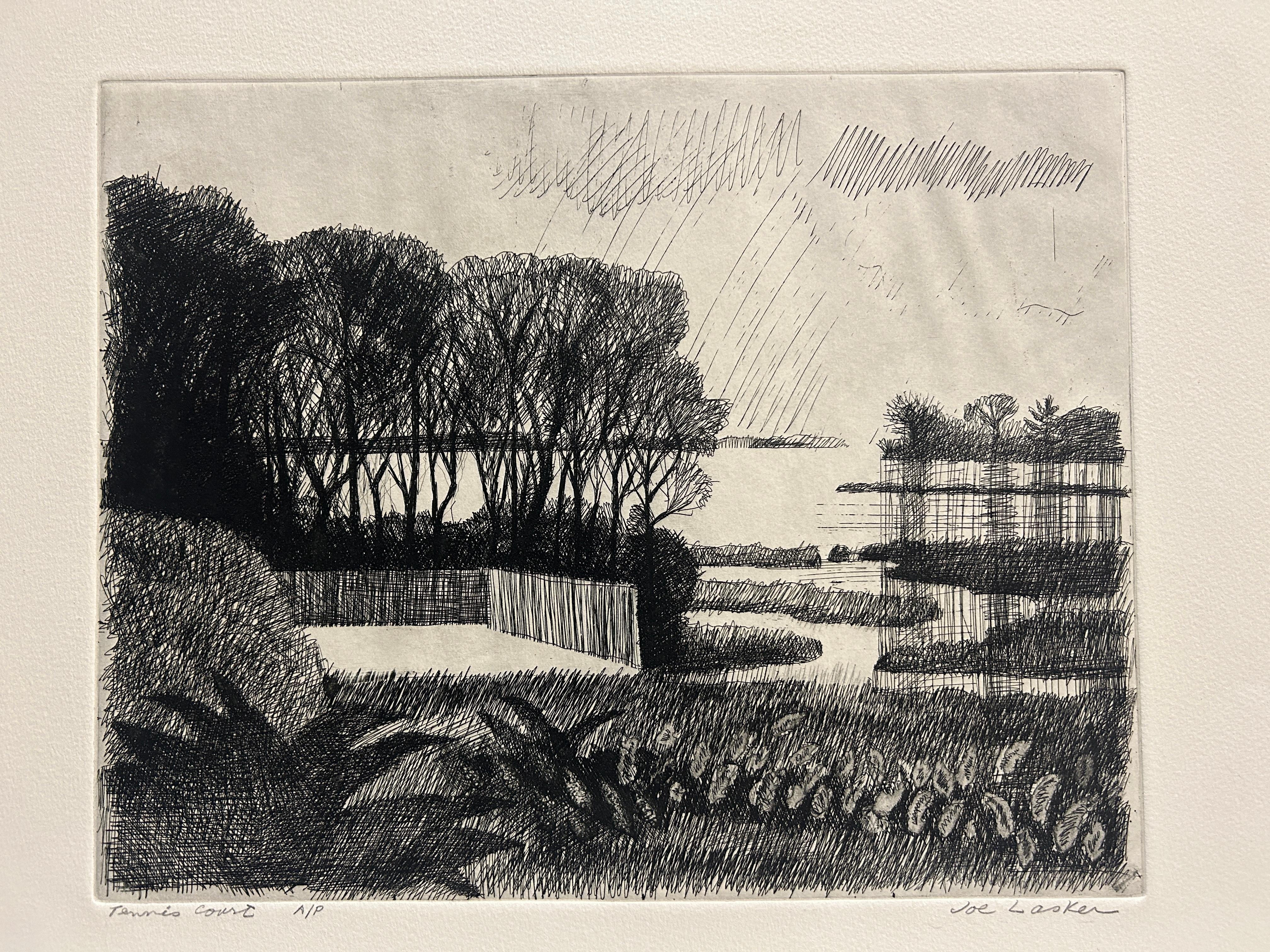 Tennis Court - Print by Joe Lasker