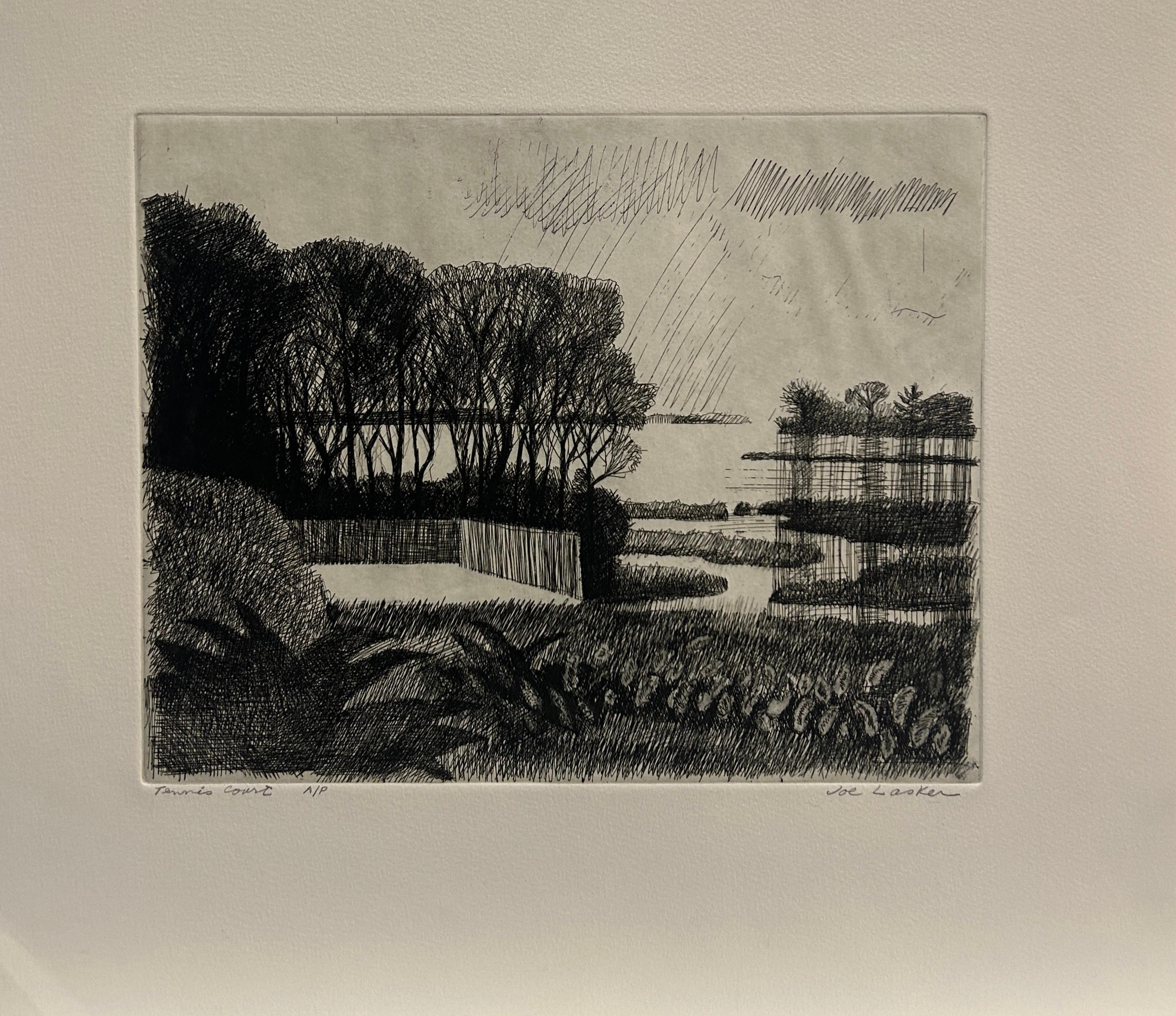 Joe Lasker Landscape Print - Tennis Court