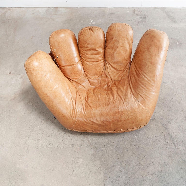 Joe Leather Baseball Glove Chair by Poltronova at 1stDibs