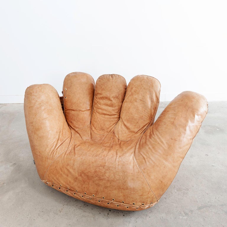Joe Leather Baseball Glove Chair by Poltronova at 1stDibs