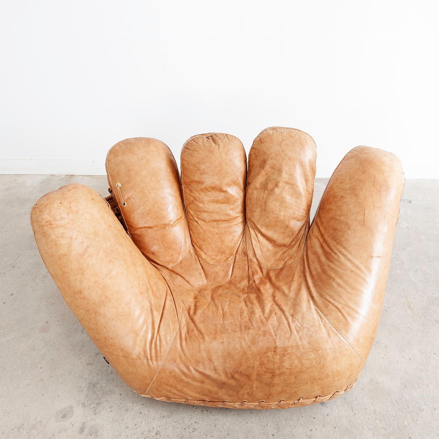 Post-Modern Joe Leather Baseball Glove Chair by Poltronova