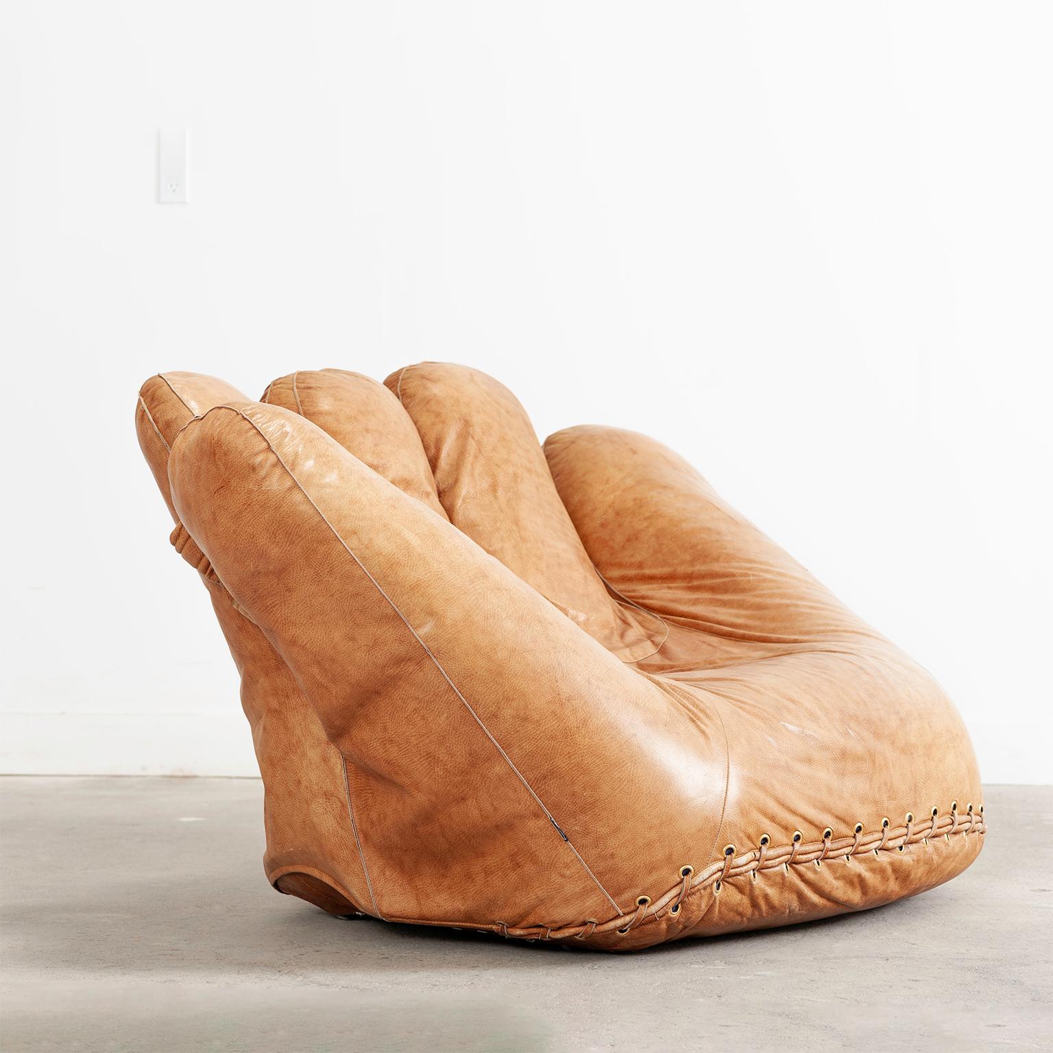 Italian Joe Leather Baseball Glove Chair by Poltronova