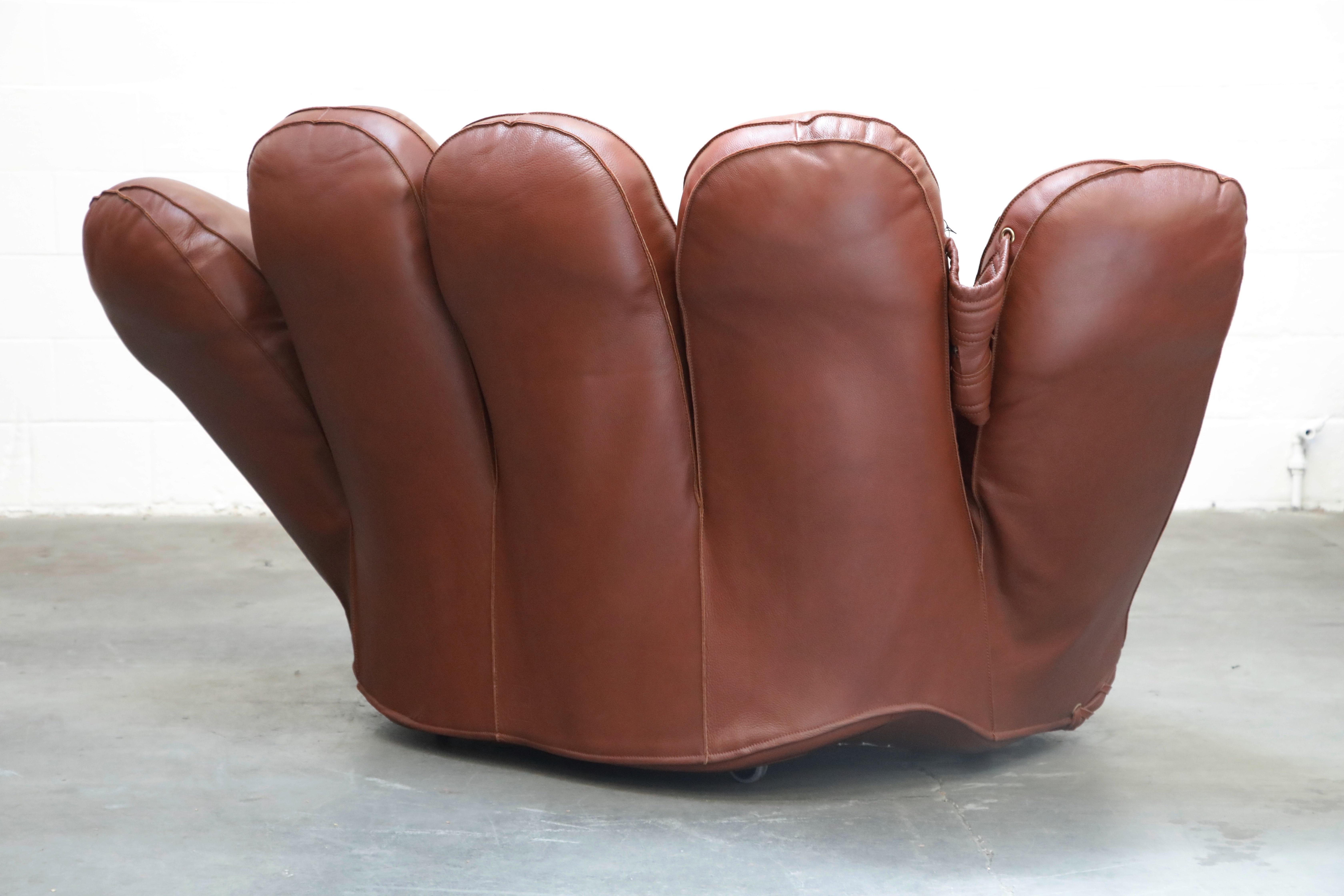 'Joe' Leather Lounge Chairs by De Pas, D’Urbino, Lomazzi for Poltronova, Signed 3
