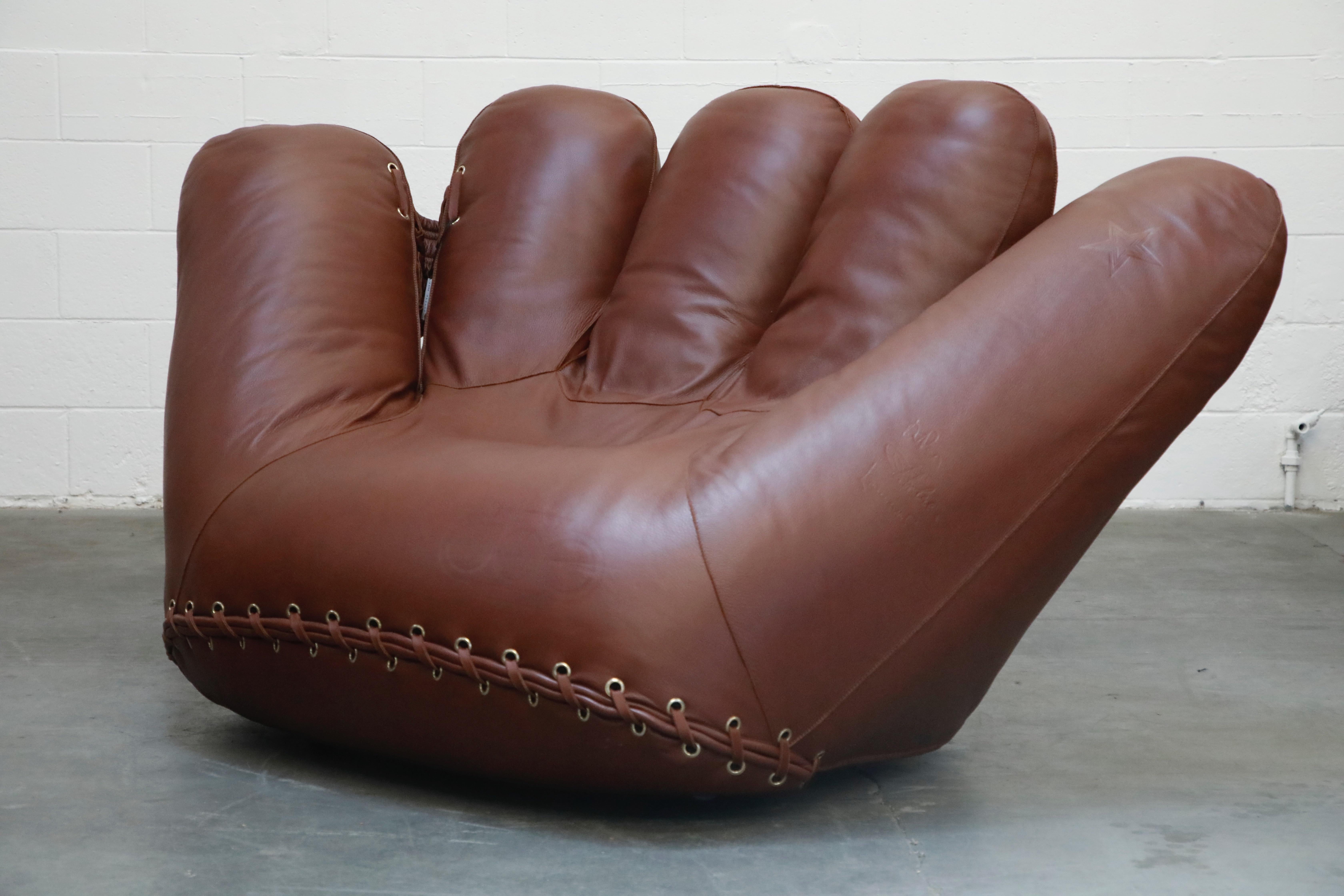 'Joe' Leather Lounge Chairs by De Pas, D’Urbino, Lomazzi for Poltronova, Signed 5