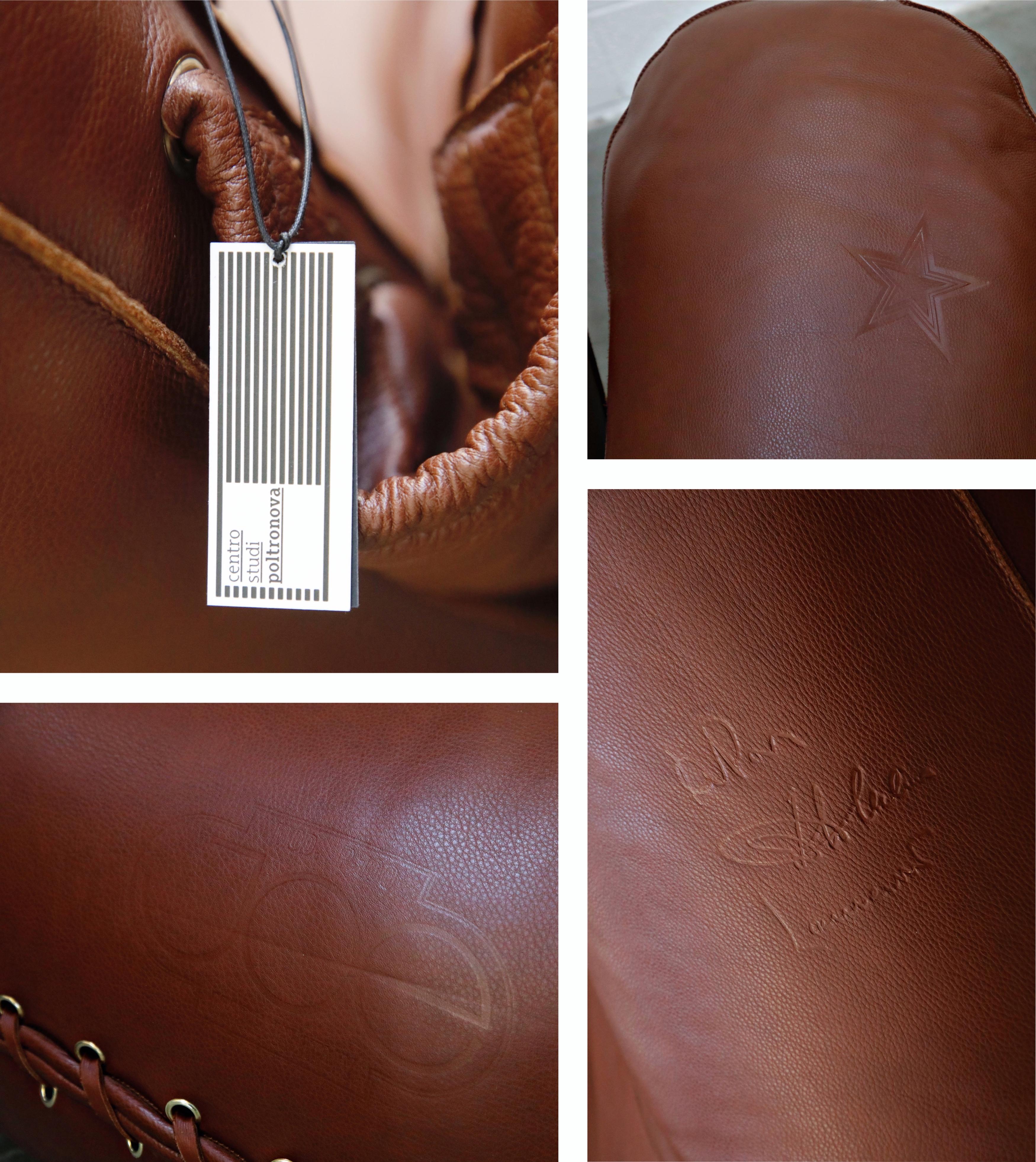 'Joe' Leather Lounge Chairs by De Pas, D’Urbino, Lomazzi for Poltronova, Signed 6
