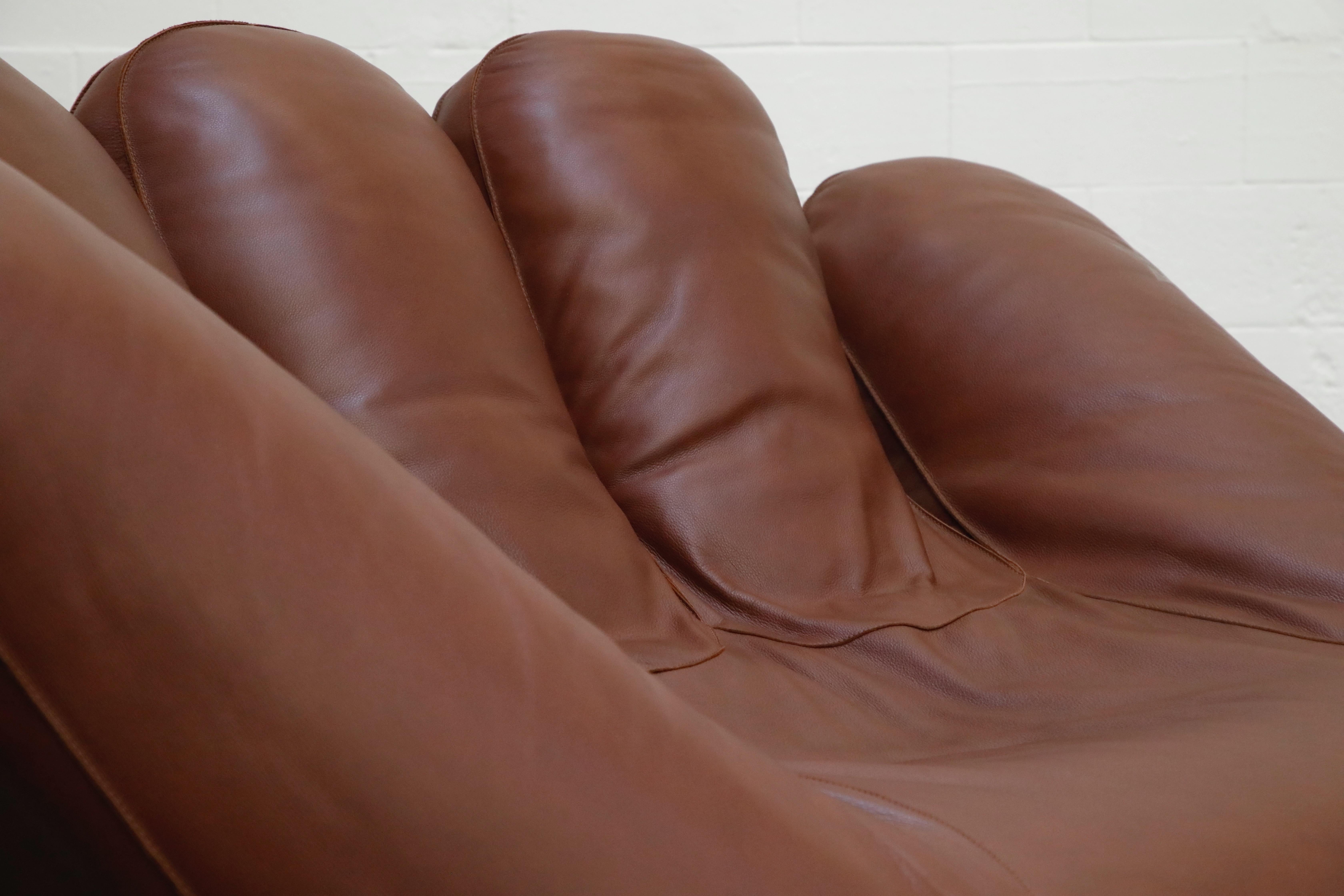 'Joe' Leather Lounge Chairs by De Pas, D’Urbino, Lomazzi for Poltronova, Signed 8