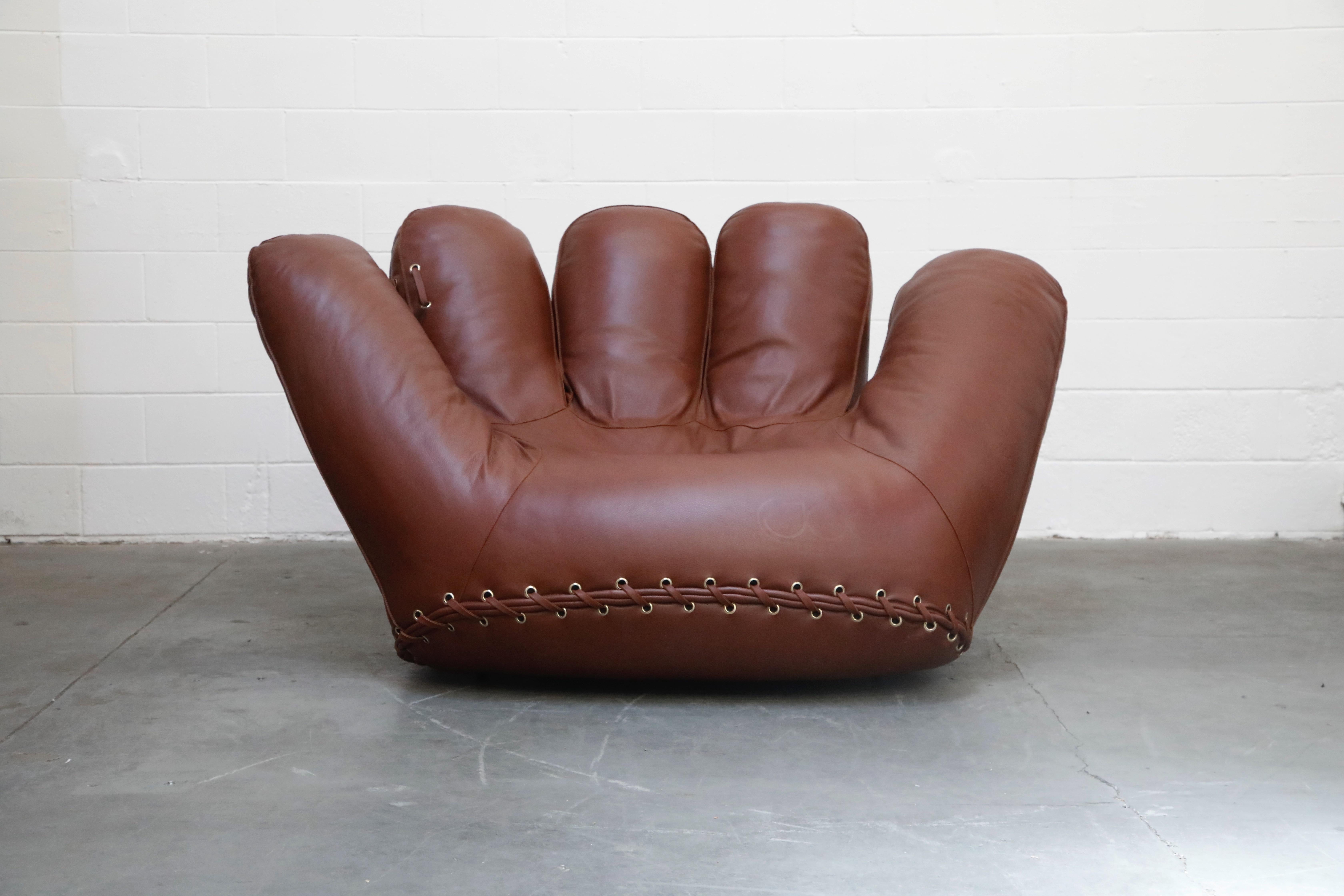 Italian 'Joe' Leather Lounge Chairs by De Pas, D’Urbino, Lomazzi for Poltronova, Signed