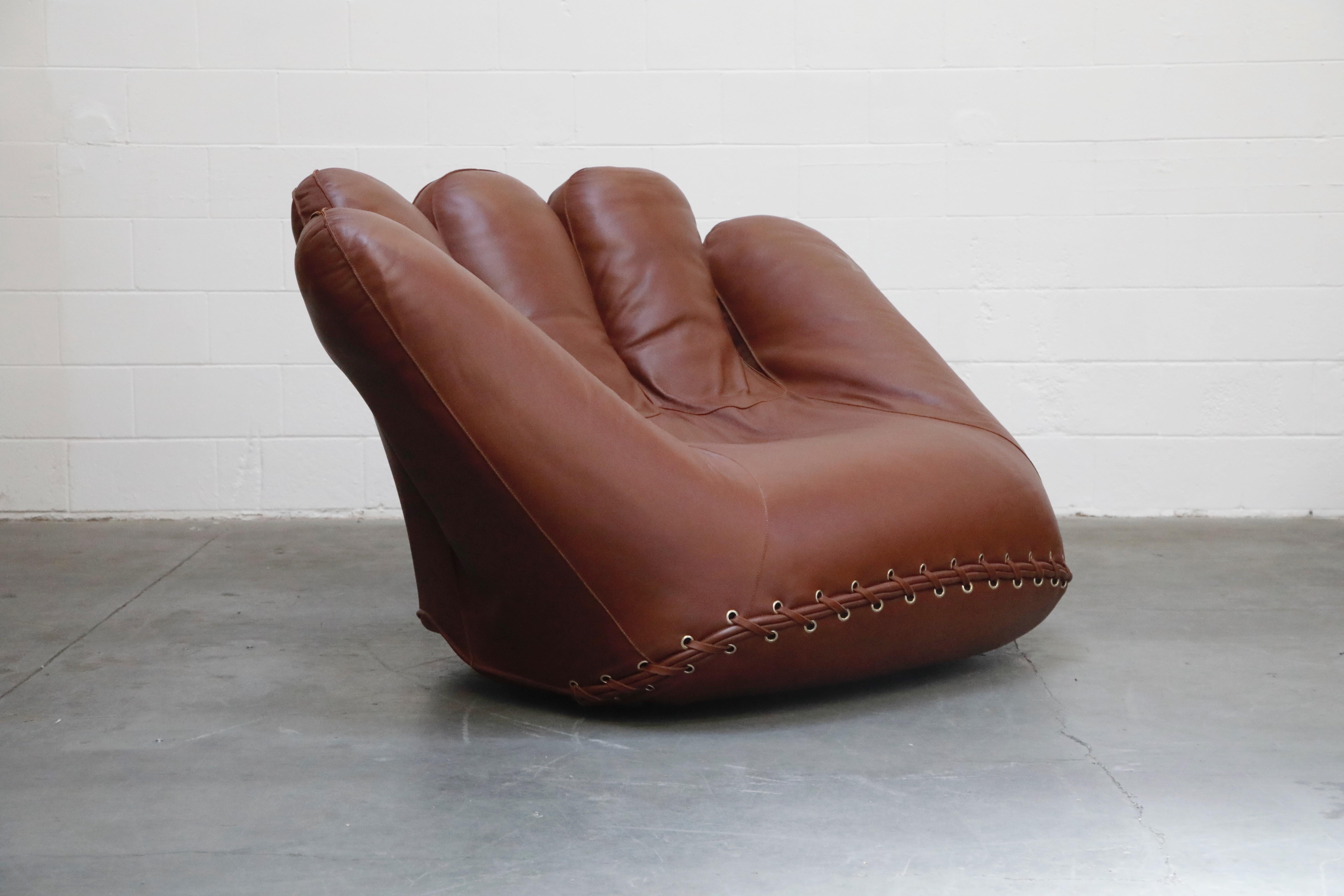 20th Century 'Joe' Leather Lounge Chairs by De Pas, D’Urbino, Lomazzi for Poltronova, Signed