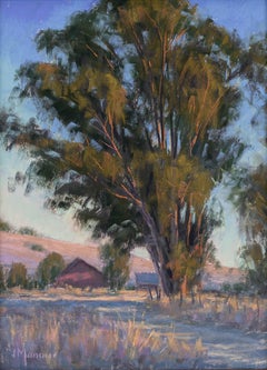 « Evening at Harvey Bear », une peinture pastorale d'un arbre de chêne par Joe Mancuso