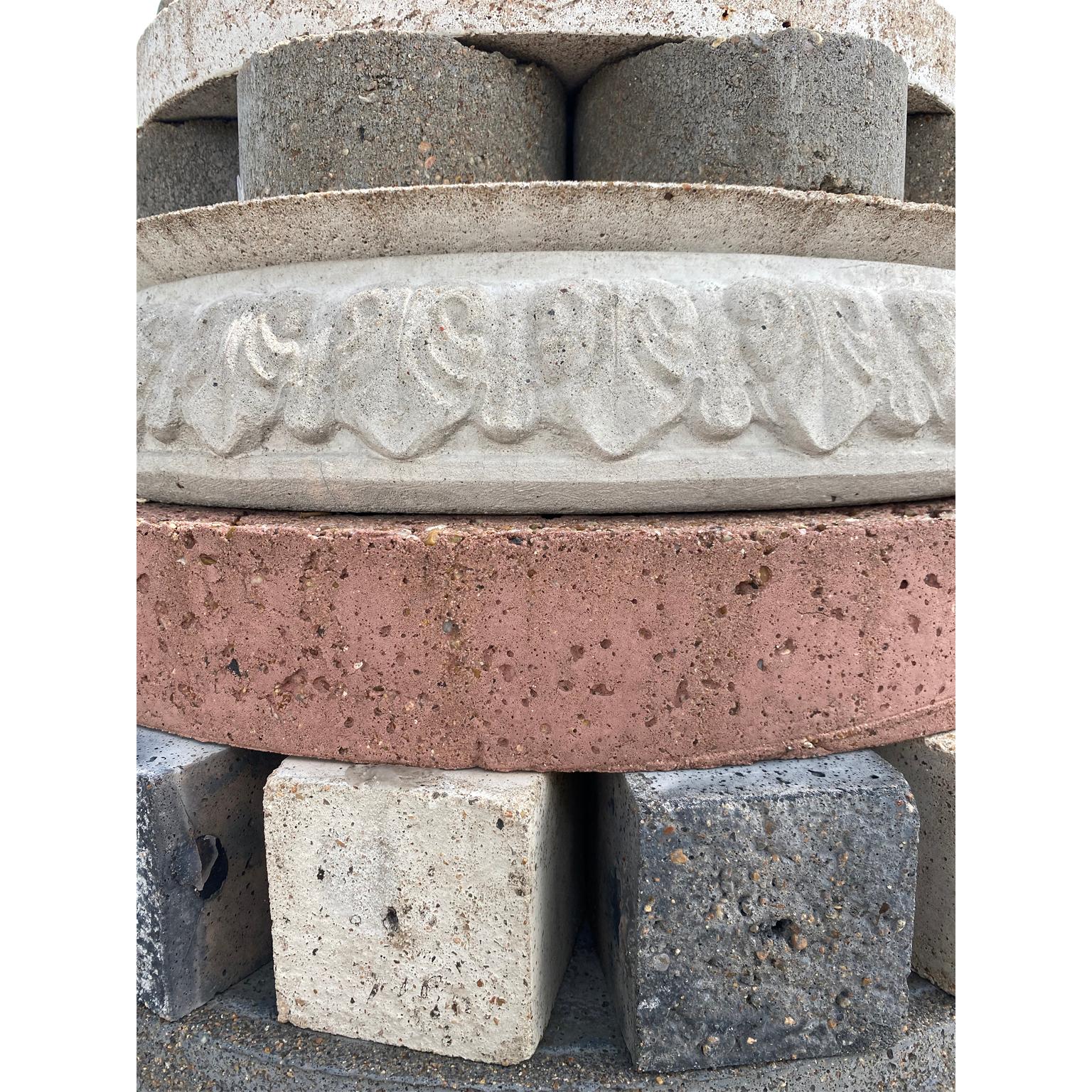 Modern Abstract Stacked Brick, Concrete, and Stone Totem Outdoor Sculpture For Sale 2