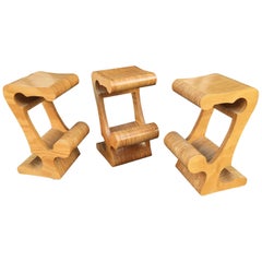 Joe Manus Plywood Laminate Set of 3 Stools