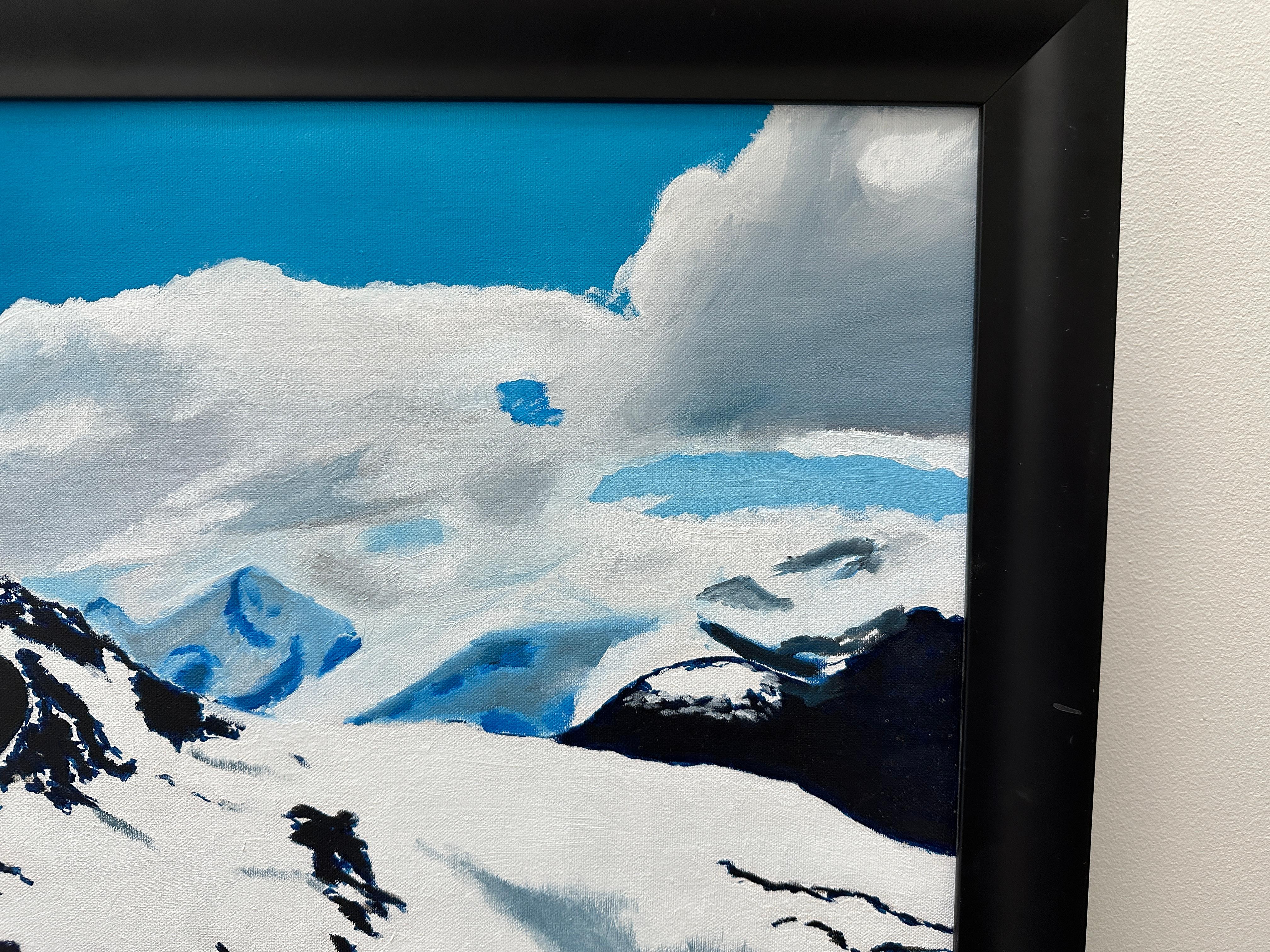 Kanadischer Snowboarder (Schwarz), Landscape Painting, von Joe McMackin