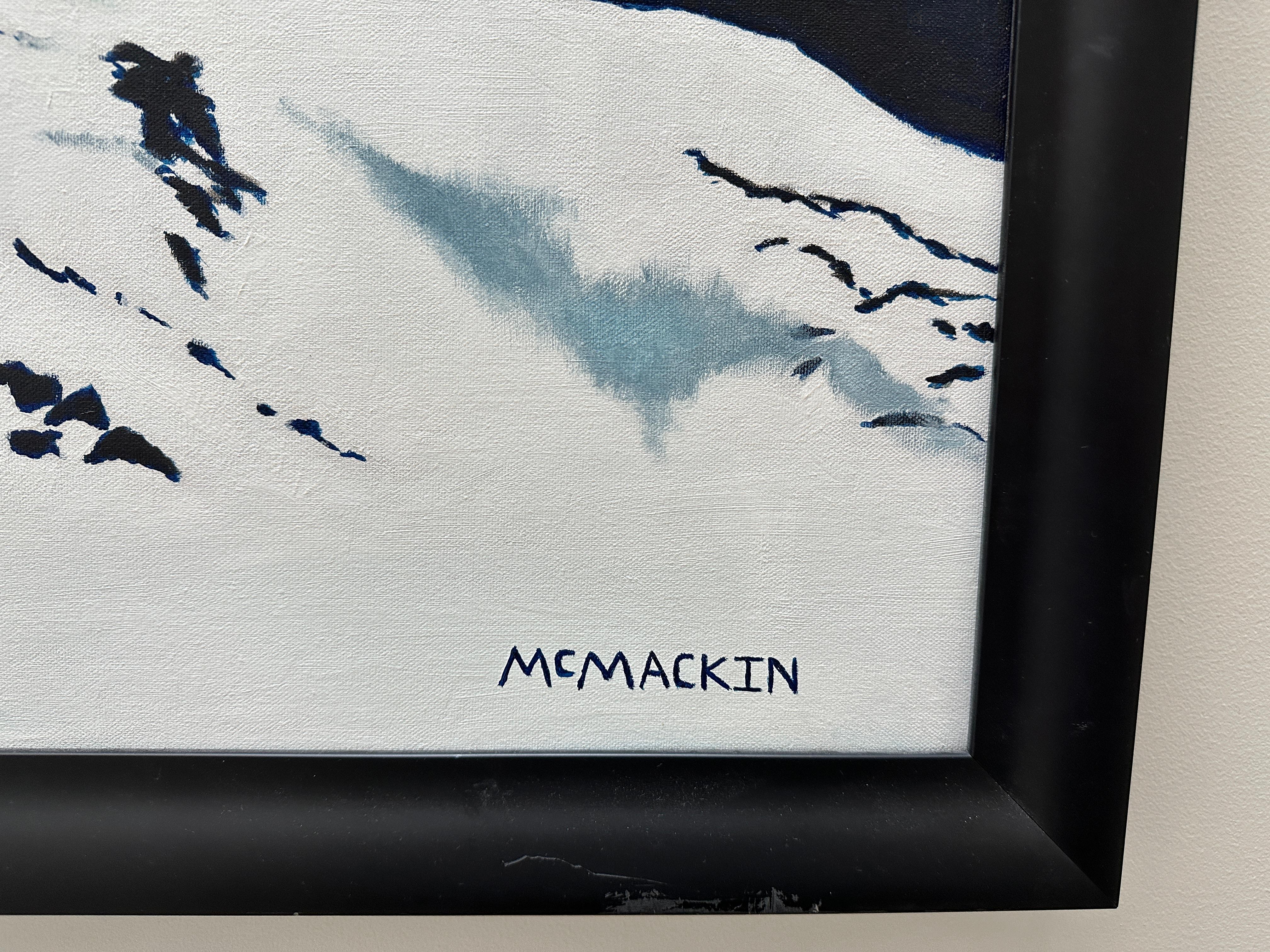 Dies ist keine der weit verbreiteten Reproduktionen von McMackin.  Dies ist das eigentliche Ölgemälde des kanadischen Snowboarders. Kommt gerahmt an. Man kann dieses schöne Gemälde nicht auf einem Computerbildschirm betrachten. Im wirklichen Leben