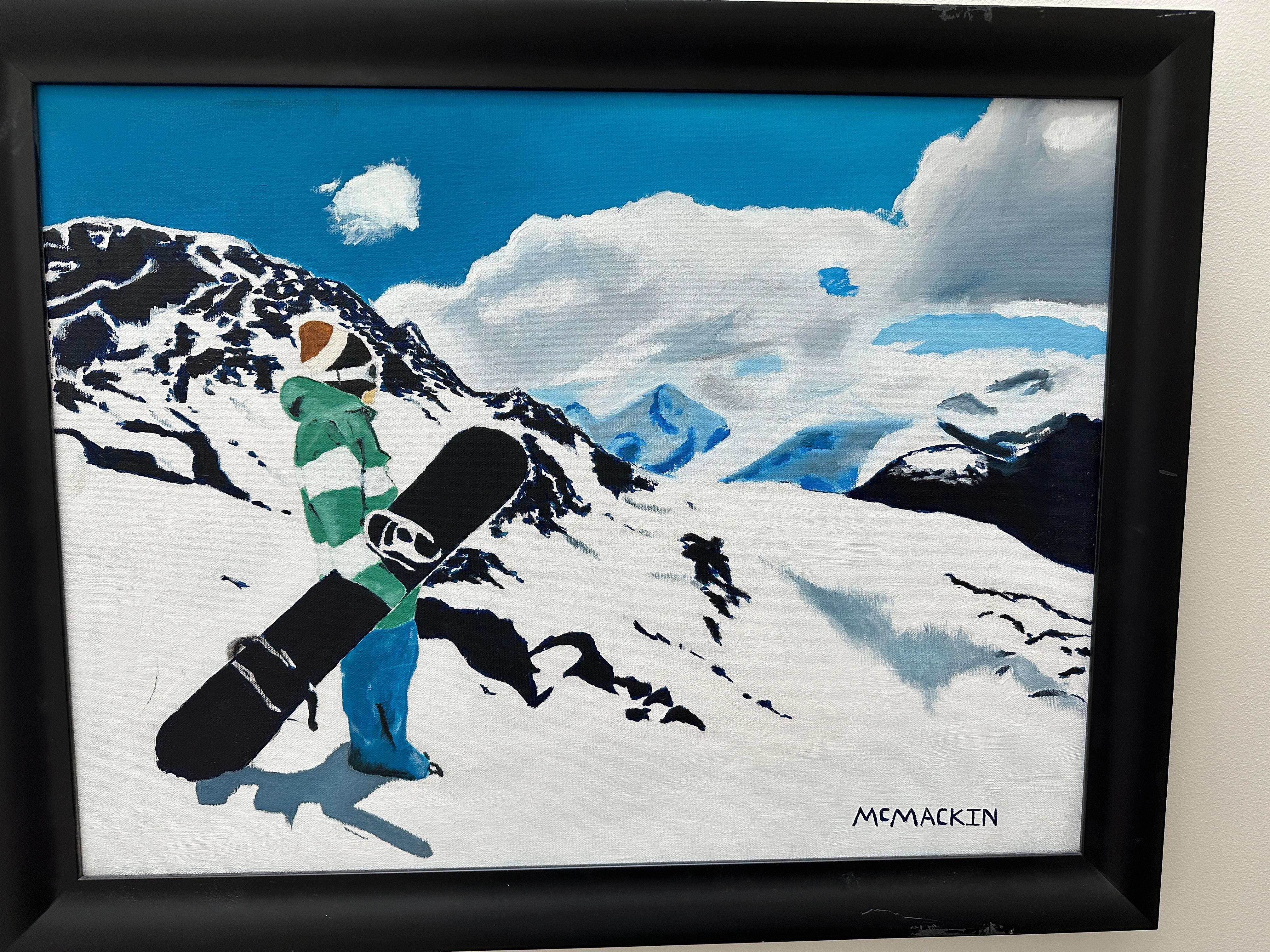 Canadian Snowboarder - Modern Painting by Joe McMackin