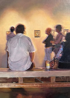 Gallery Series No. 6: Viewing Bench, Original Oil Painting on Linen