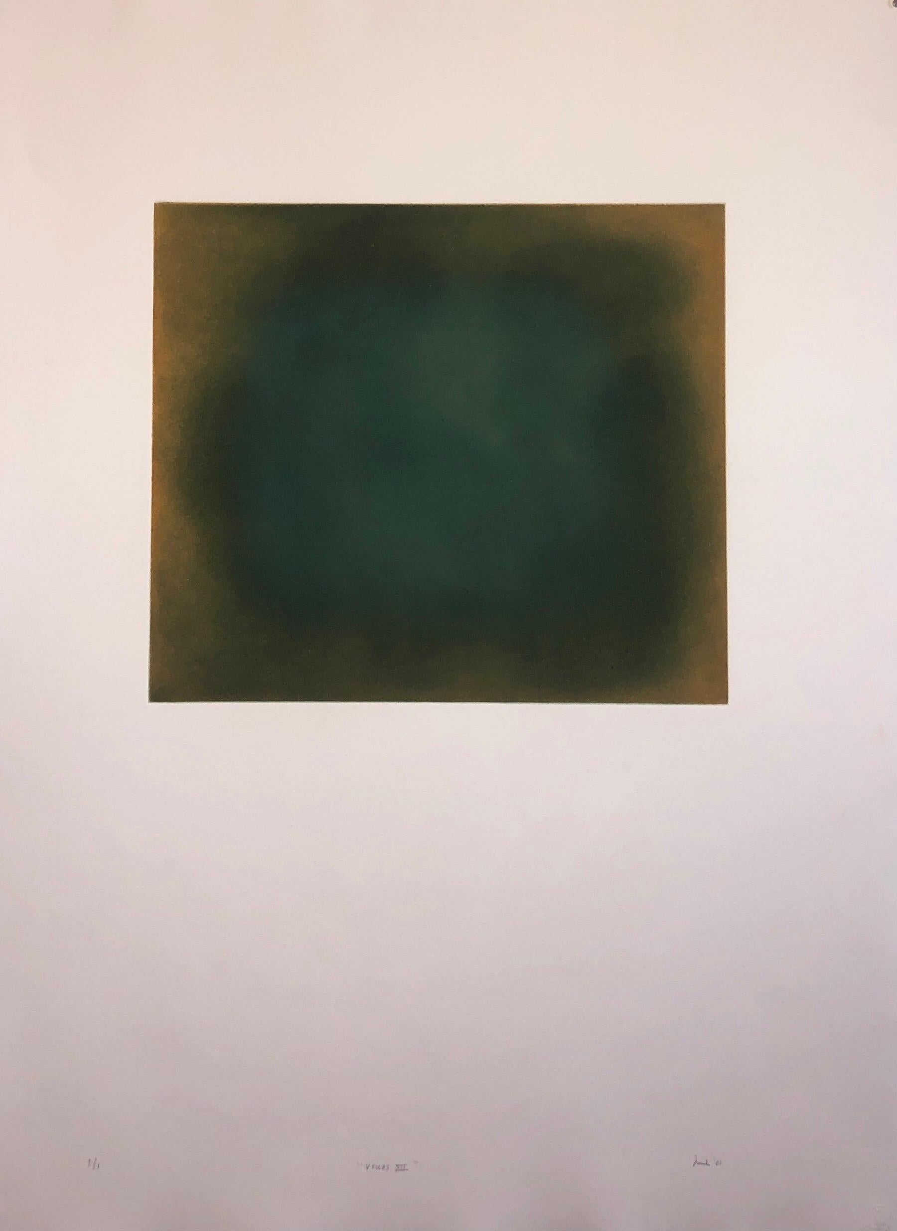Abstract Color Field Gradient Monoprint Aquatint Etching California Minimalism For Sale 3
