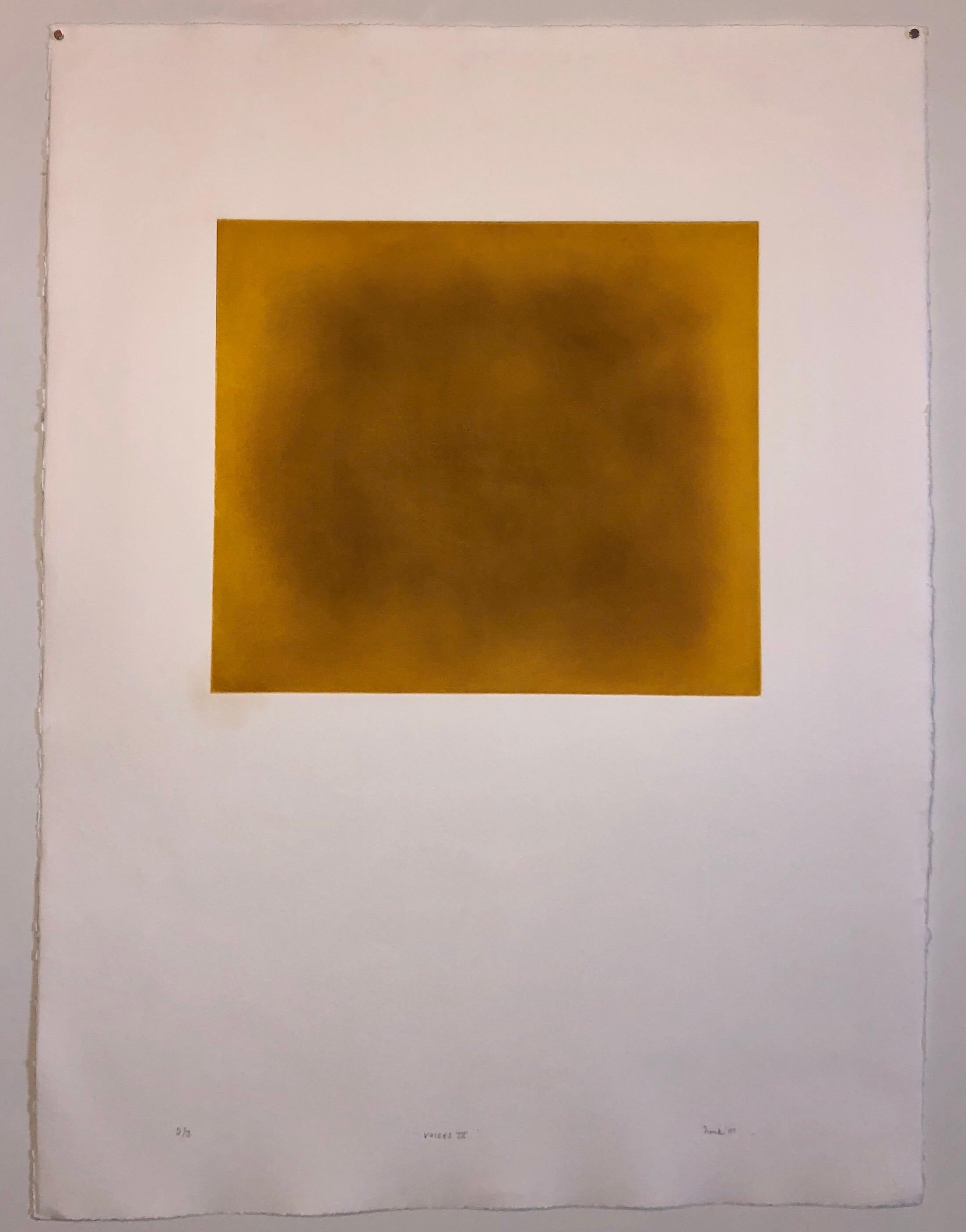 Abstract Color Field Gradient Yellow Gold Aquatint Etching California Minimalism For Sale 1