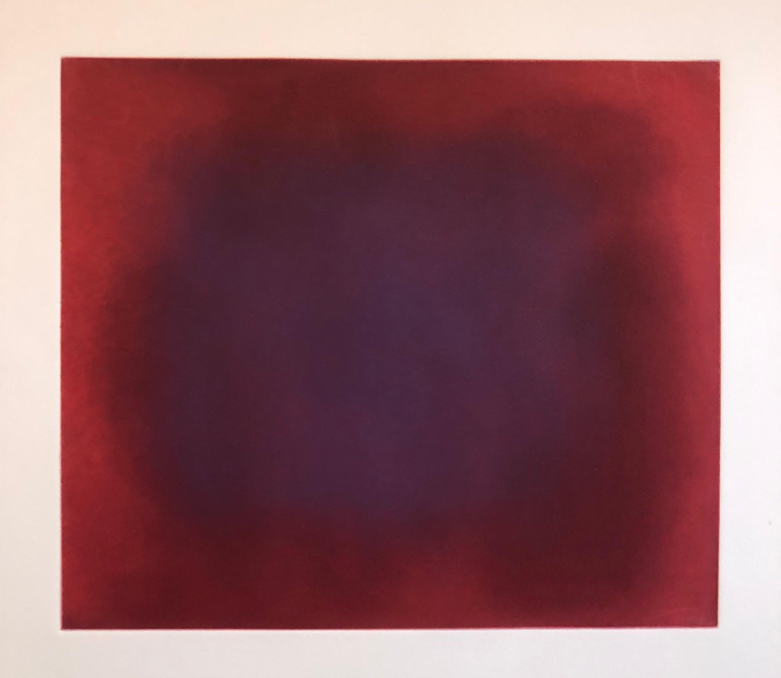 Gravure à l'aquatinte de couleur abstraite rouge pourpre dégradé, Californie minimaliste - Print de Joe Novak