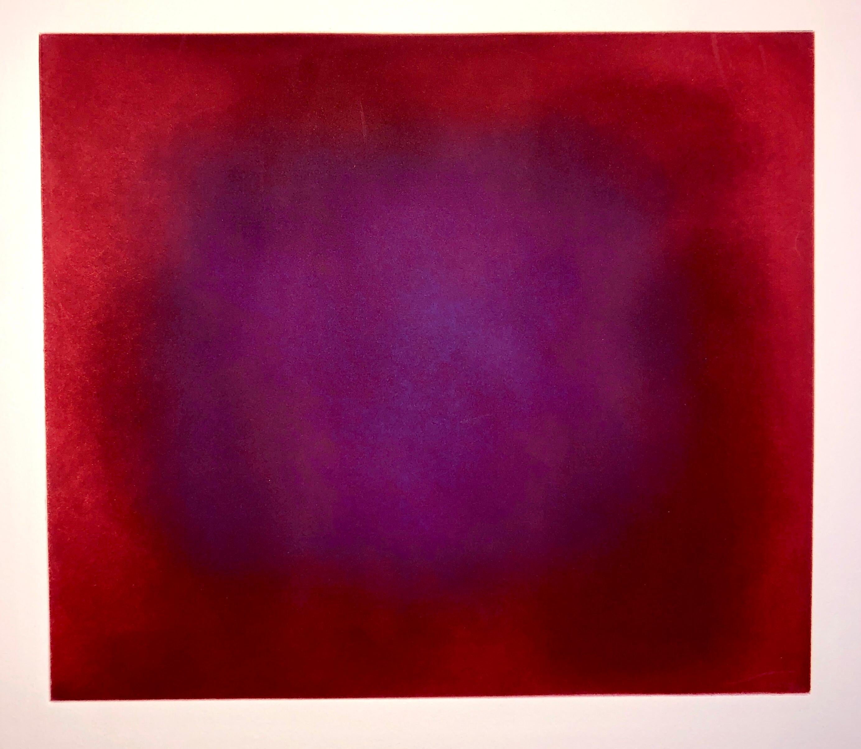 Abstract Color Field Red Purple Gradient Aquatint Etching California Minimalism