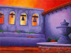 Used Expressionistic Architecture Painting, "Mission Sunset"