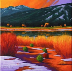 Bunte expressionistische Landschaft, „Fall Mountain Lake“