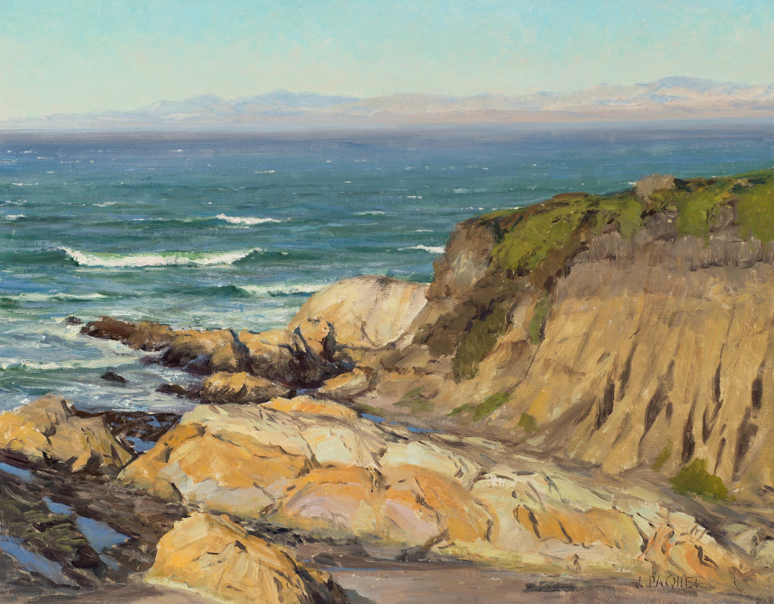 "Breathe Deep II" contemporary realist landscape painting of California cliffs - Painting by Joe Paquet 