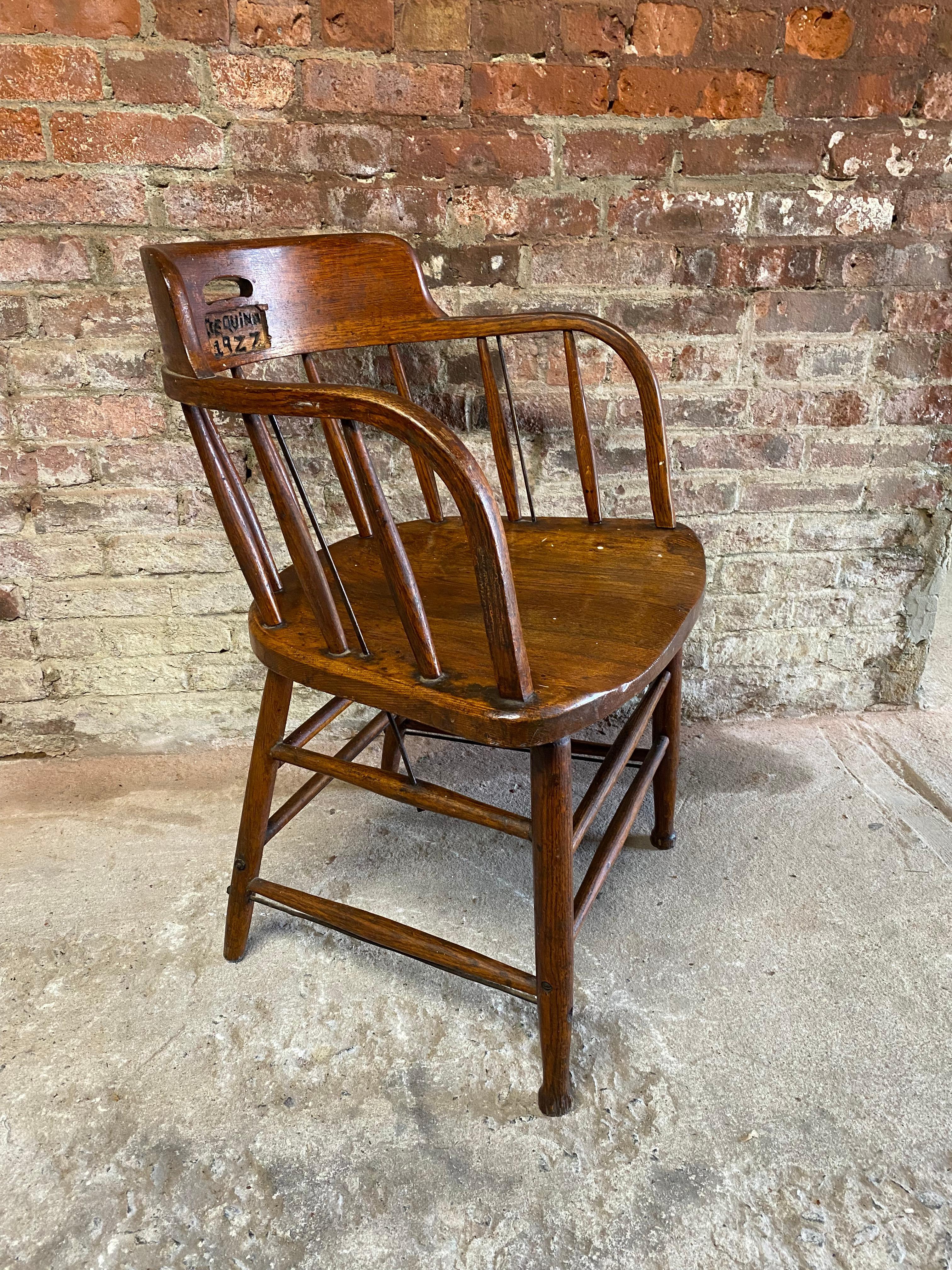 antique oak captains chair