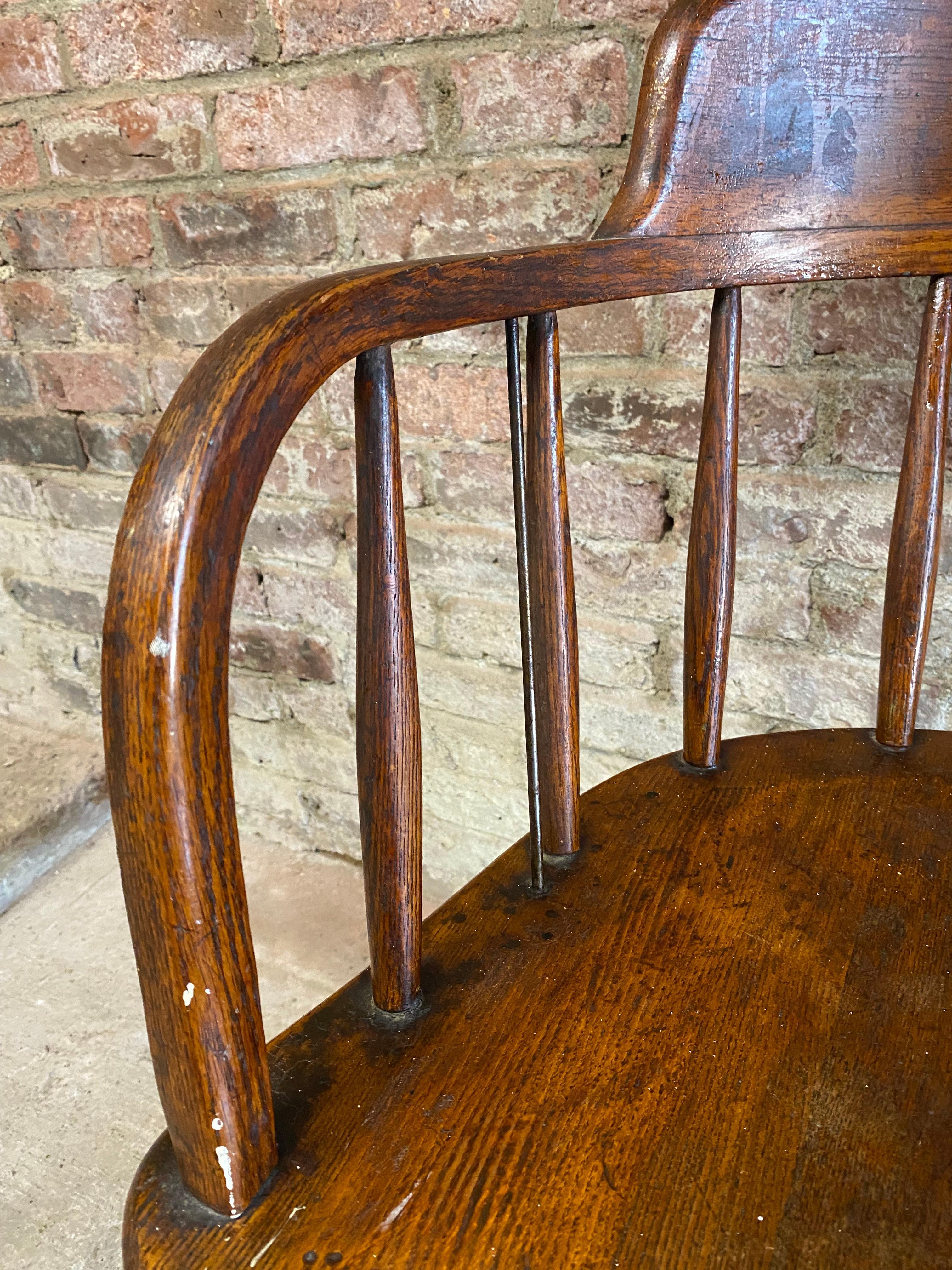Hand-Carved Joe Quinn 1927 Oak Captain's Armchair