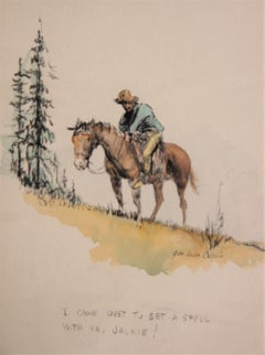 "I came over to set a spell with ya, Jackie" Western Cowboy and Horse Painting