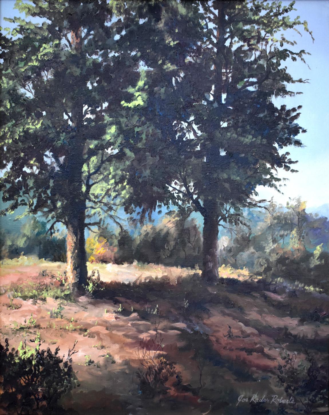 Joe Raider Roberts Landscape Painting - "BAKERS FARM" LUFKIN TEXAS HILL COUNTRY LANDSCAPE