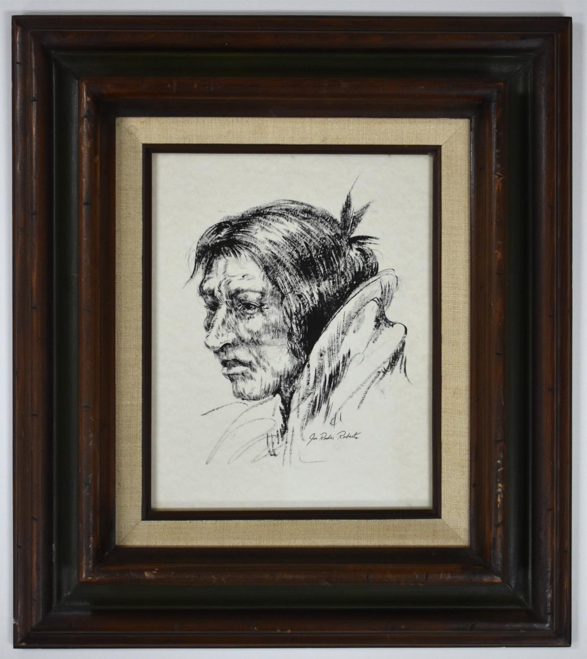 Joe Raider Roberts Portrait Painting - "INDIAN PORTRAIT" NATIVE AMERICAN
