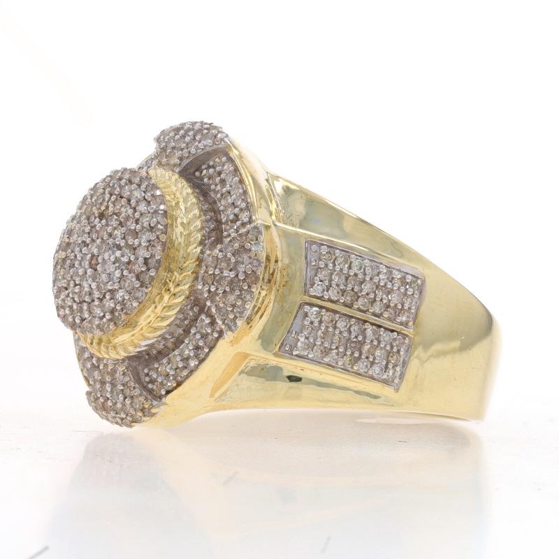 Joe Rodeo Pavé Diamond Cluster Cocktail Halo Ring -Yellow Gold 10k Round 2.00ctw In Excellent Condition For Sale In Greensboro, NC