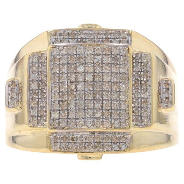 Joe Rodeo Pavé Diamond Men's Ring - Yellow Gold 14k Single Cut .70ctw Bling For Sale