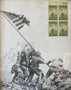 Signierte Flagge aufsteigen in Iwo Jima, 1945