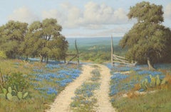 "Paisaje Pastoral de Texas con Bluebonnets" Óleo sobre lienzo de Joe Russell