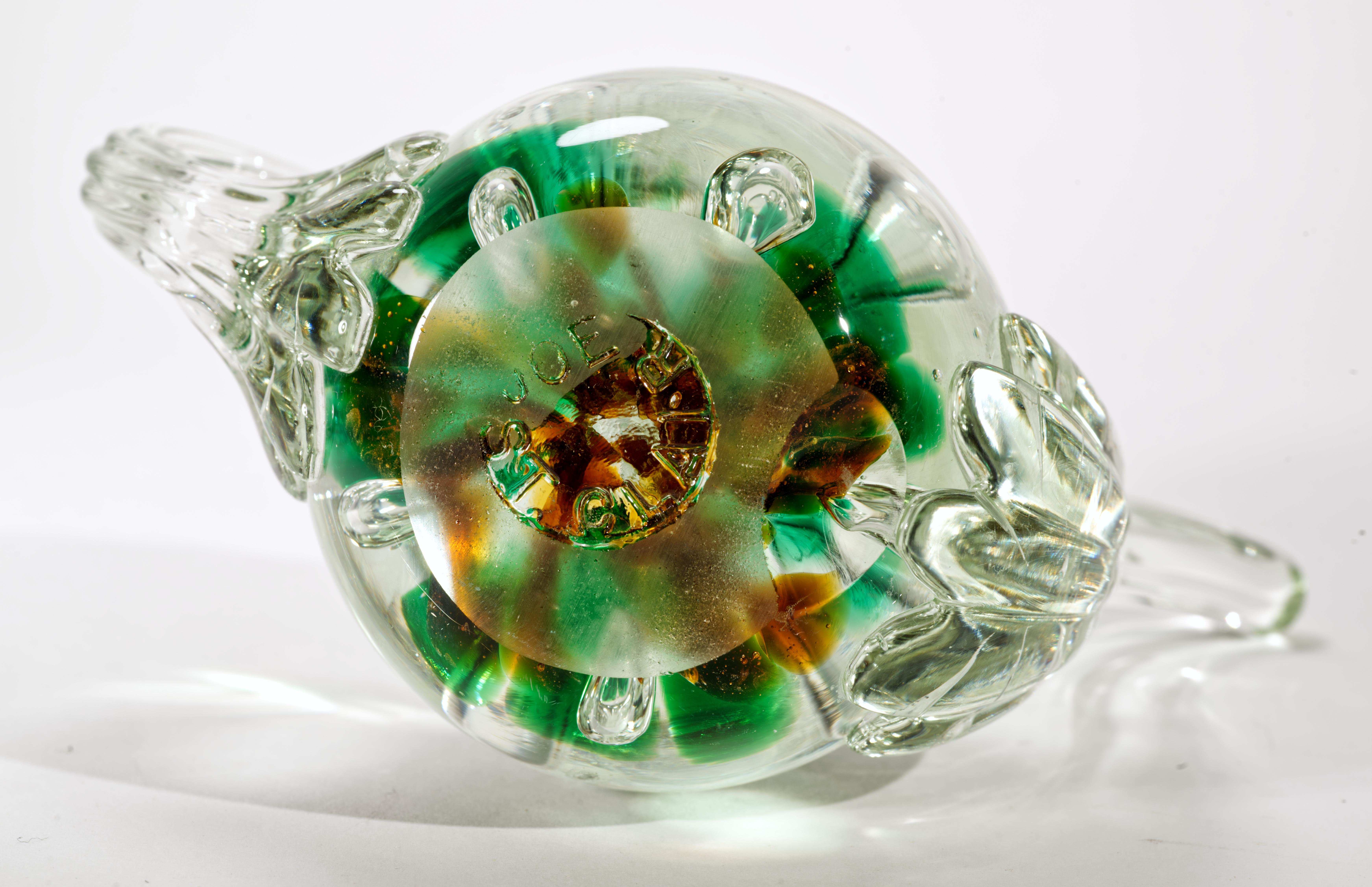 Hand-Crafted Joe St. Clair Teapot Shape Paperweight with Controlled Bubbles, 1960s-1970s