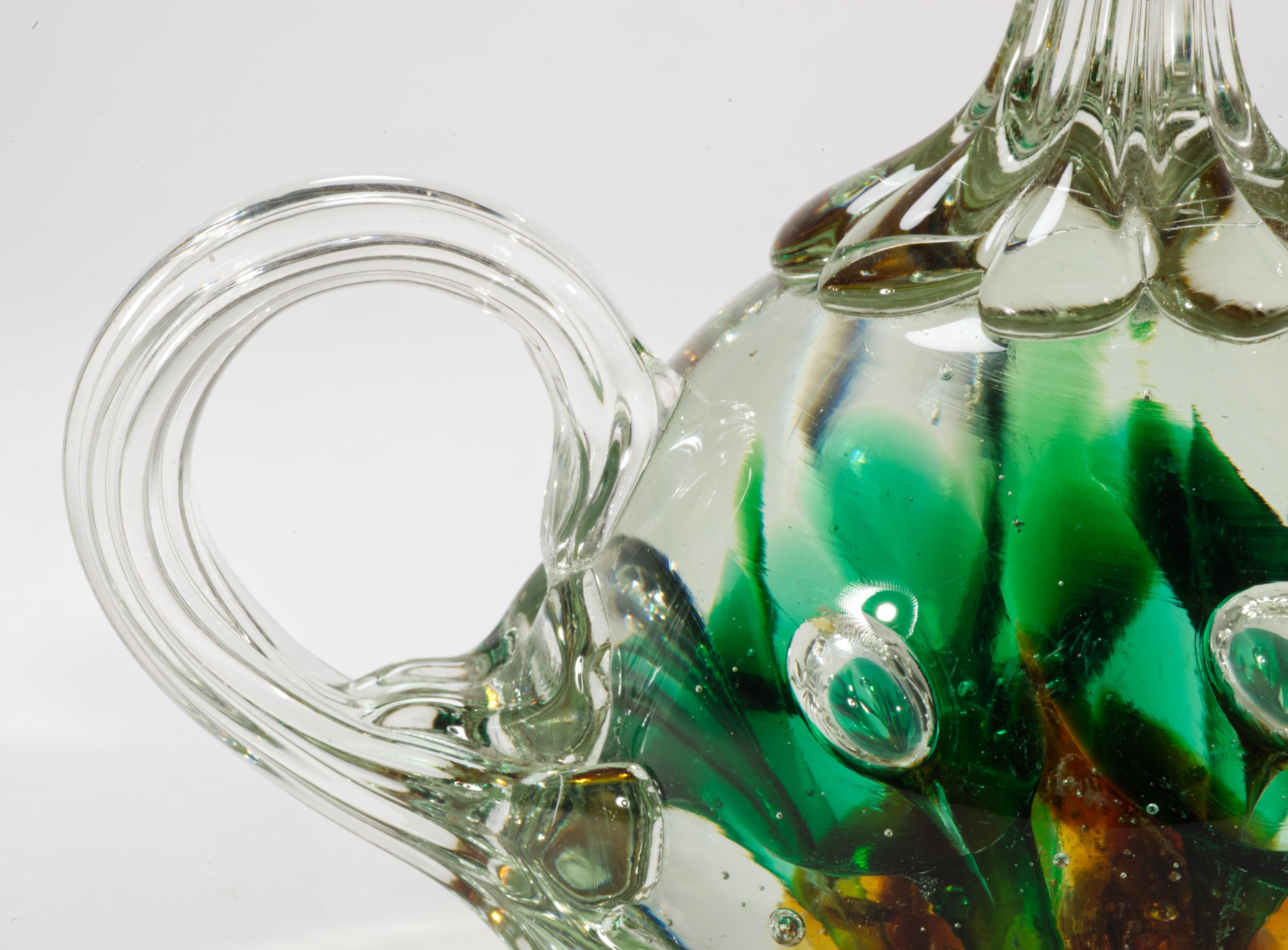 20th Century Joe St. Clair Teapot Shape Paperweight with Controlled Bubbles, 1960s-1970s