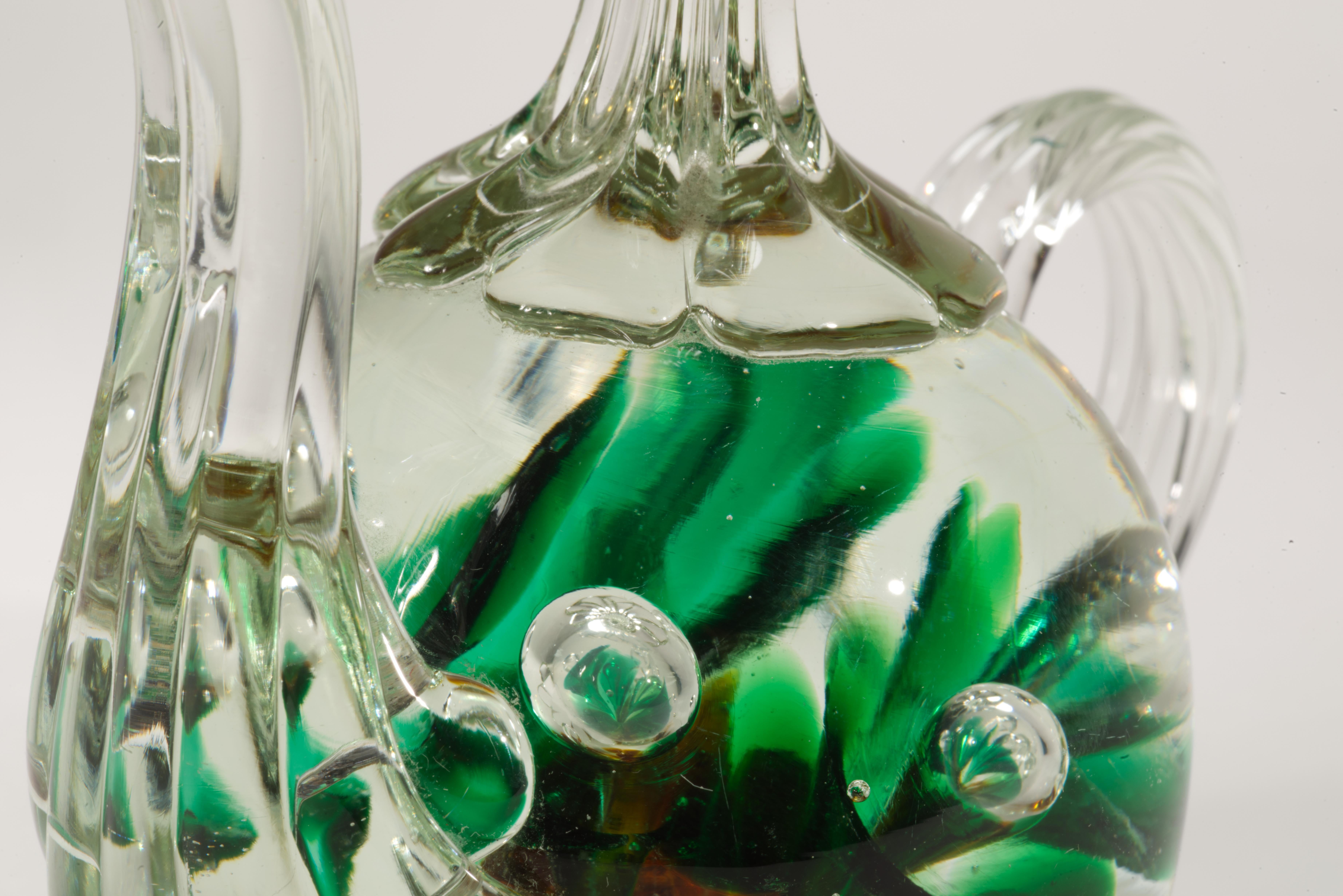 Art Glass Joe St. Clair Teapot Shape Paperweight with Controlled Bubbles, 1960s-1970s