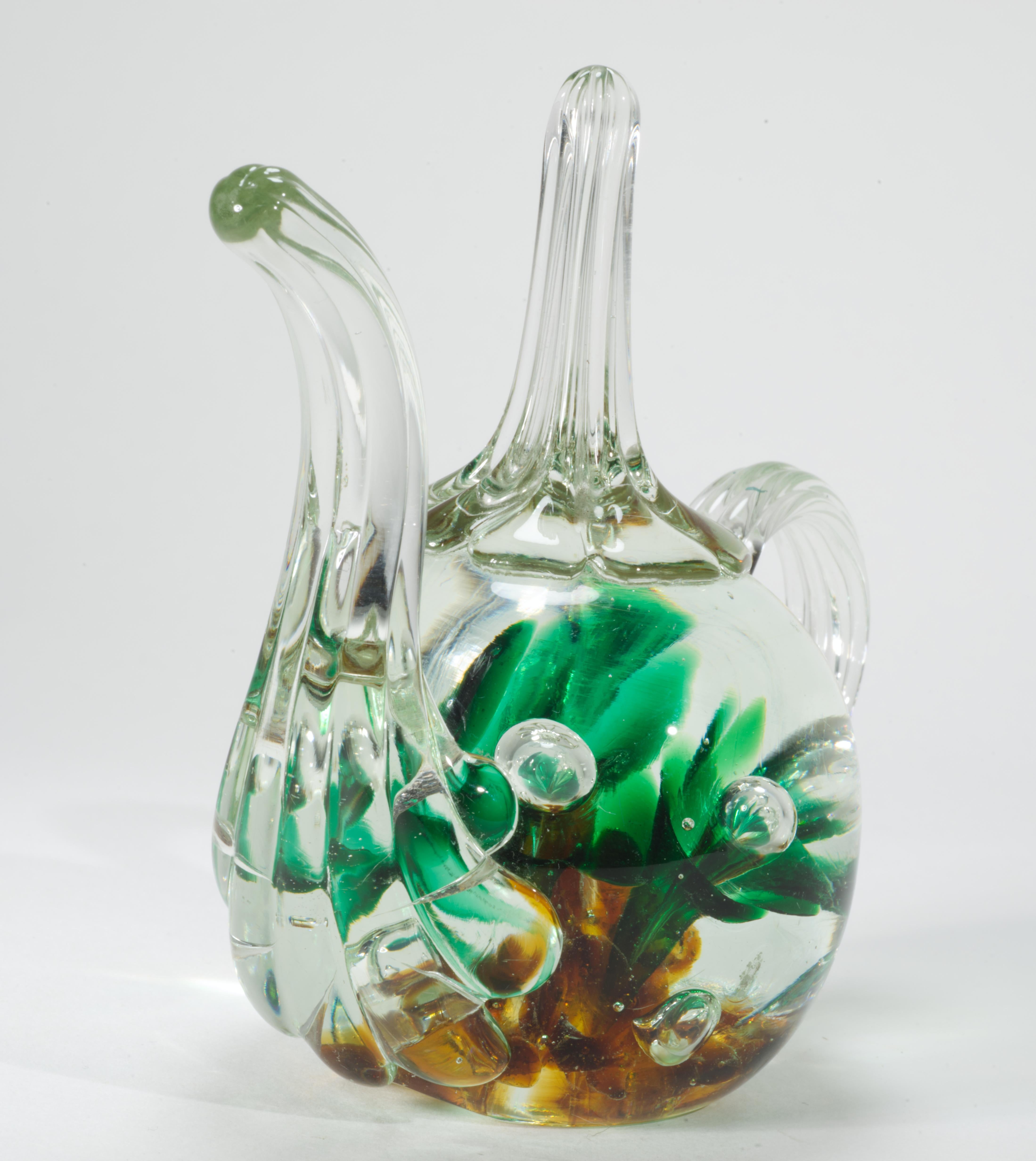 Joe St. Clair Teapot Shape Paperweight with Controlled Bubbles, 1960s-1970s 1