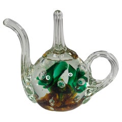 Joe St. Clair Briefbeschwerer in Teekannenform mit kontrollierten Blasen, 1960er-1970er Jahre