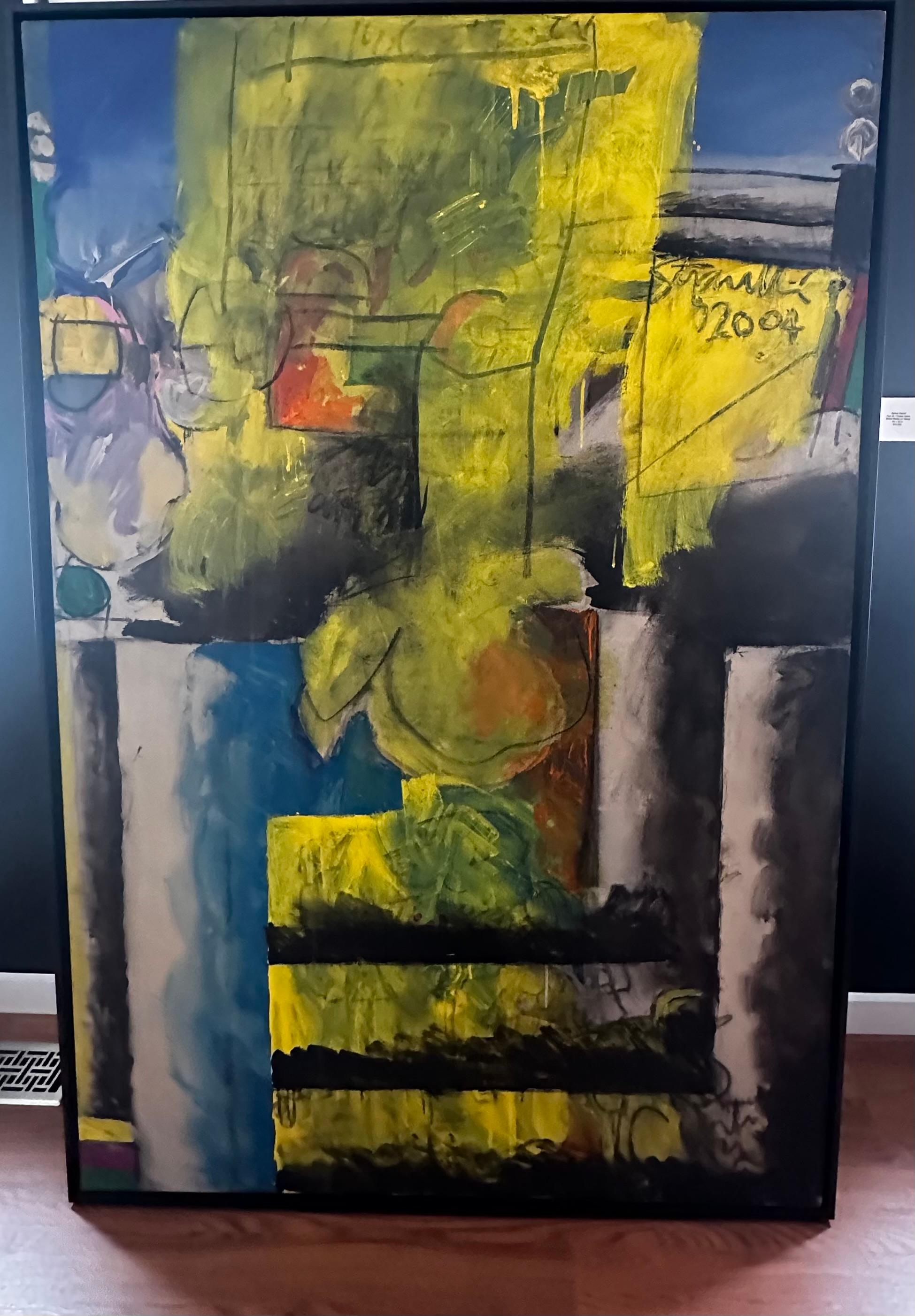 Pittura espressionista astratta.  Acrilico su tela.  Collezione di un artista rinomato di NYC e degli Hamptons.  Galleggiante in cornice nera contemporanea.  

Informazioni sull'artista:

Fa parte degli Espressionisti Astratti della Scuola di New